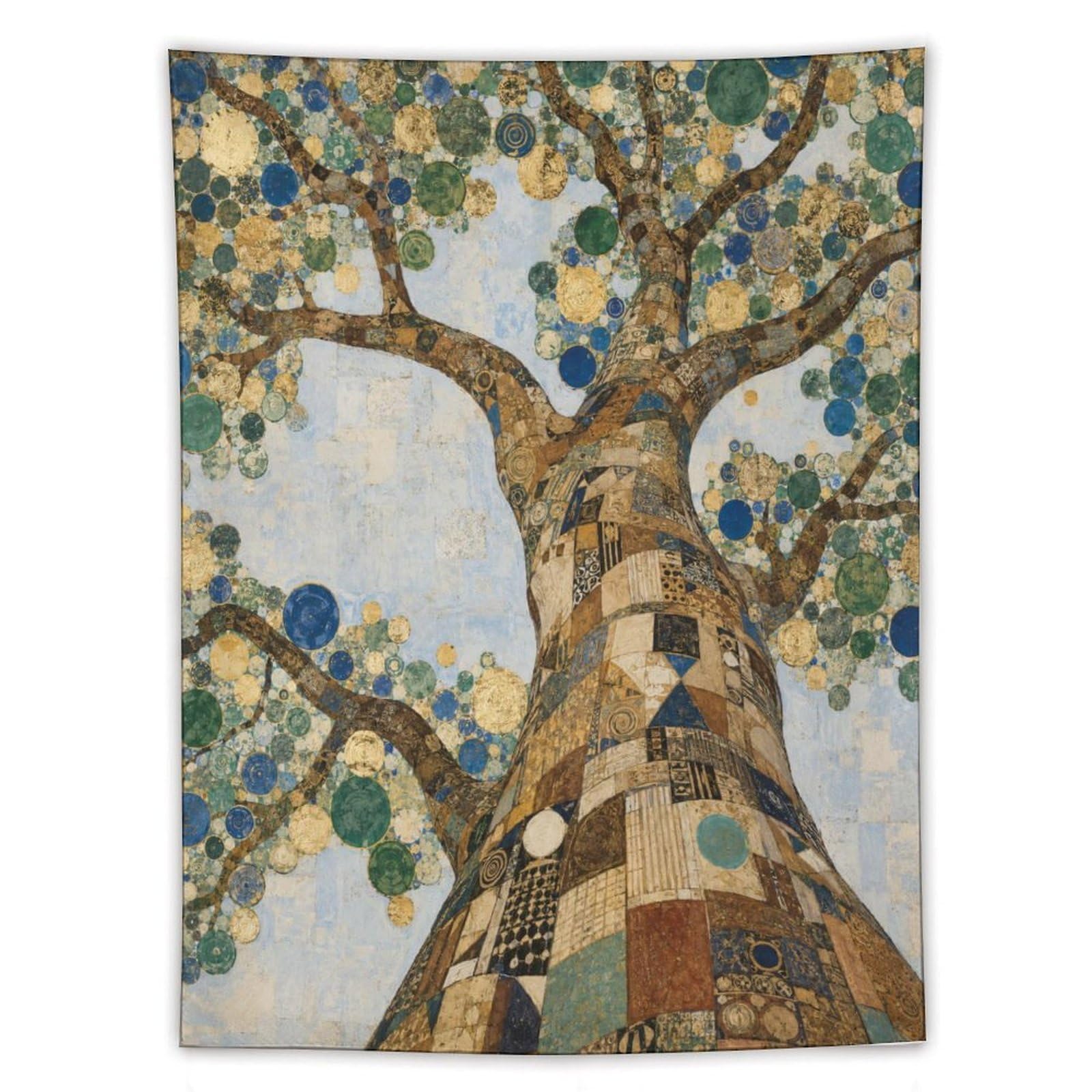 H3B8U2Y5 Blue Dot Tree Wall Tapestry, Mosaic Style, Dorm Room