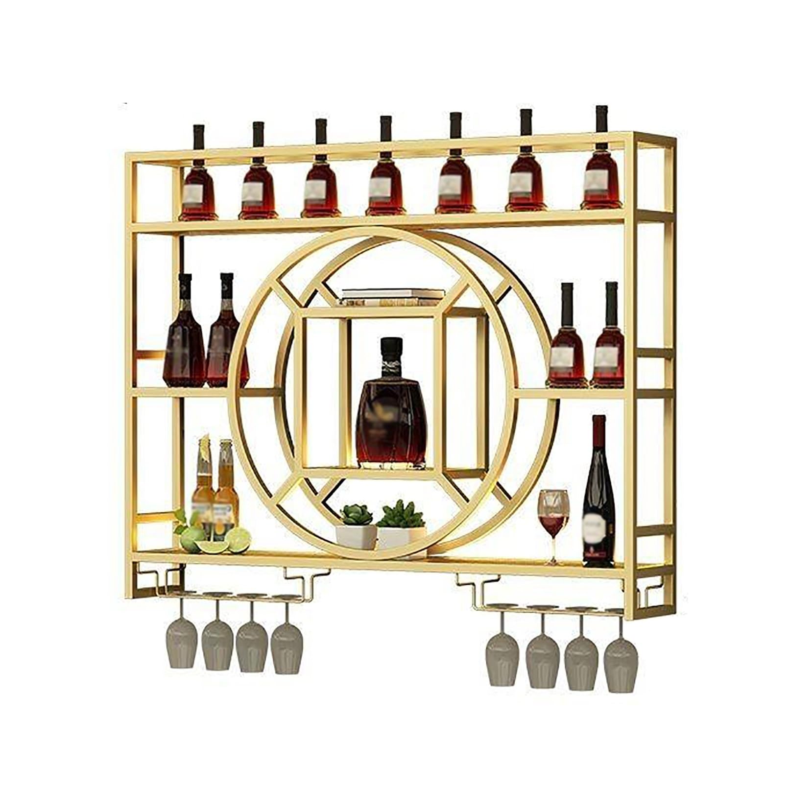 Casier à vin mural et porte-verre en fer étagère moderne de bar pour bouteilles