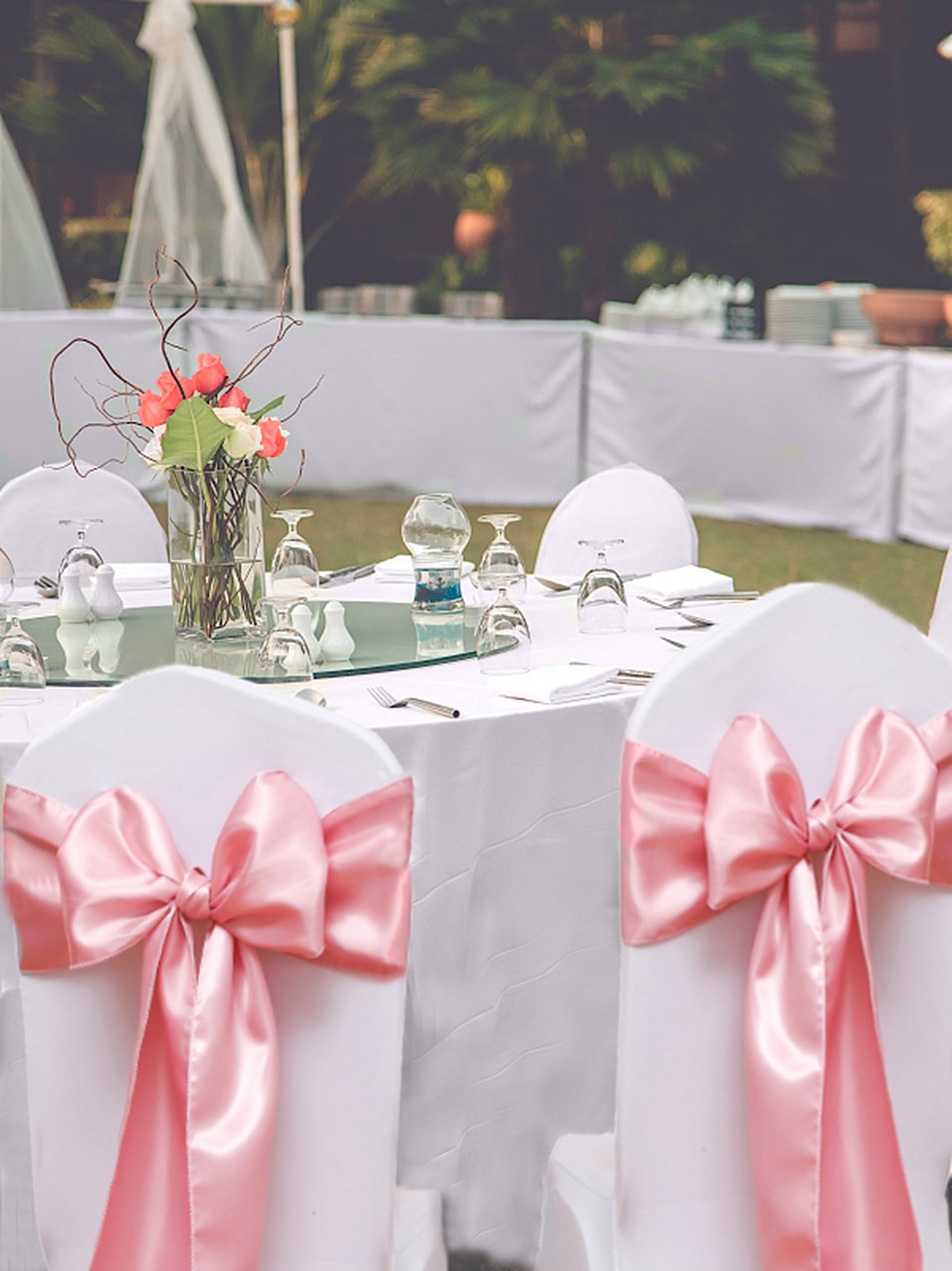 Stuhlschärpen aus Satin, für Geburtstag, Hochzeit, Party, Babyparty, Dekoration, Altrosa, Satin-Stühle, Schleifen, Schärpen für Klappstühle, Bankett, Stuhl, 50 Stück