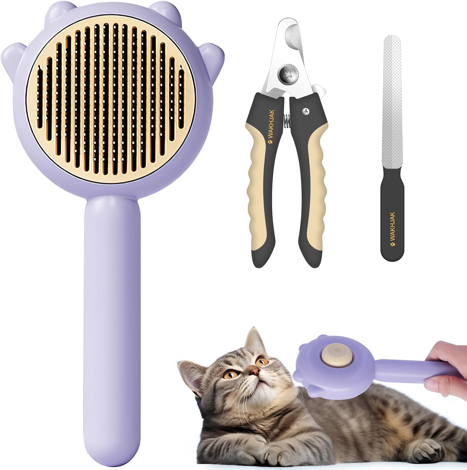 WAKHJAKT Multi-Pet Grooming and Massage Brush Set