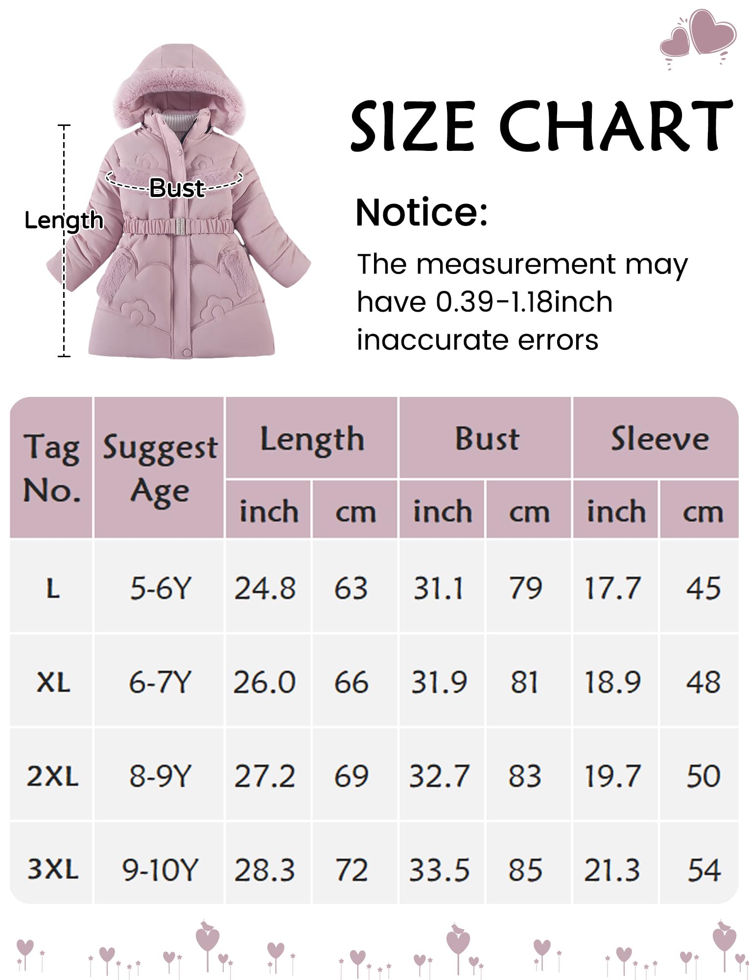 Happy Cherry Cappotto Ragazza Giubbino con Cappuccio Giacca Invernale Manica Lunga Giubbotti Caldo Inverno 5-10 Anni
