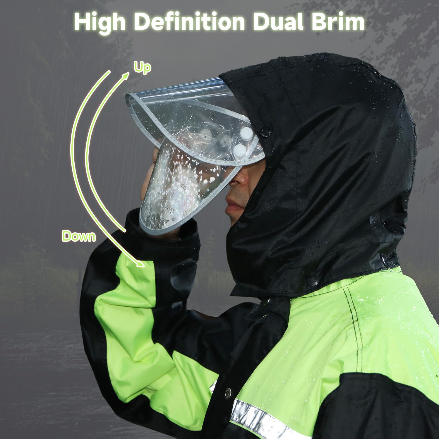 Traje de lluvia impermeable para hombre, con capucha, resistente al viento, chaqueta y pantalones para montar al aire libre, senderismo, pesca