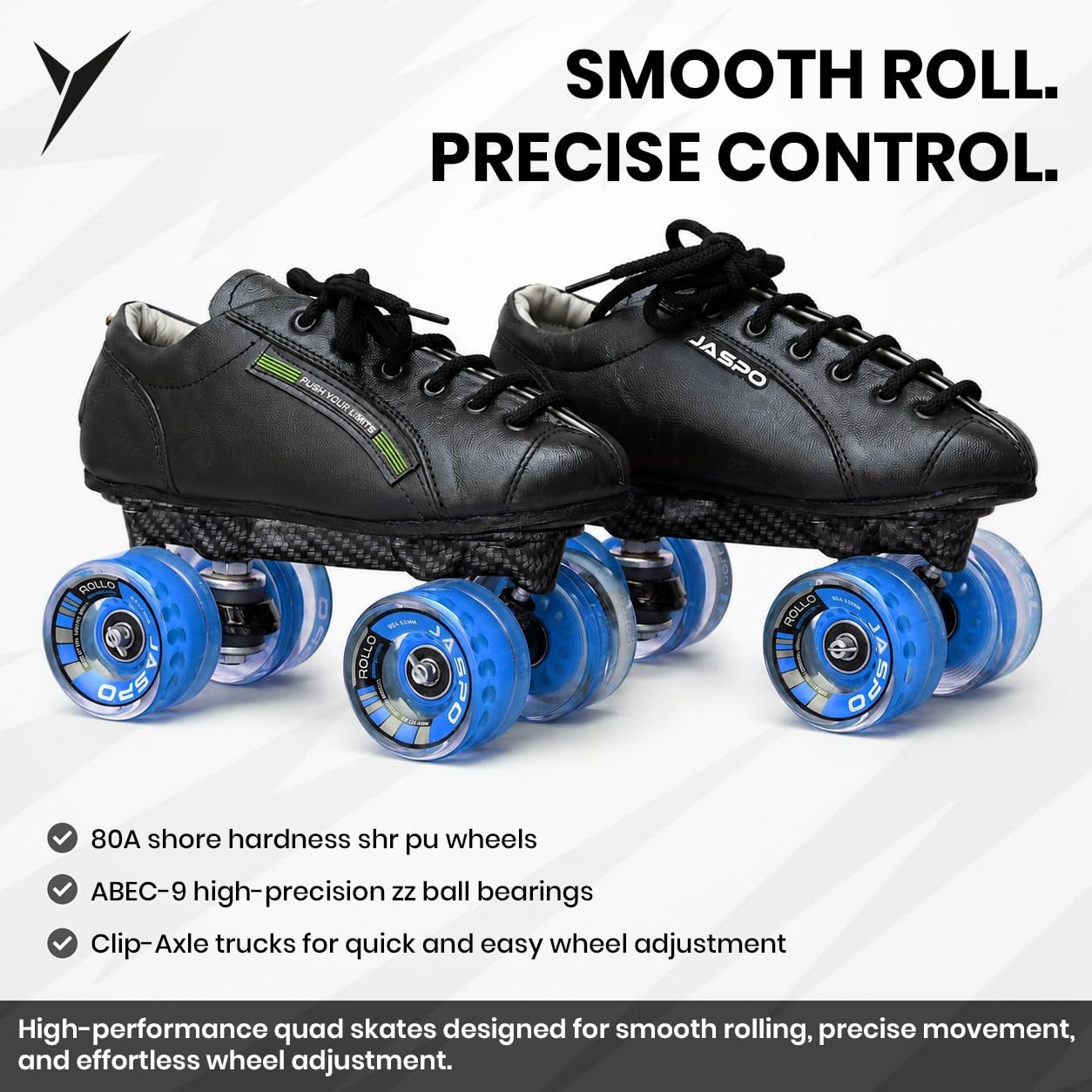 jaspo Unisex Pro Hyper Quad Outdoor Wheel Shoe Skates (1 Uk(Foot Length 21.8 Cms), Black)