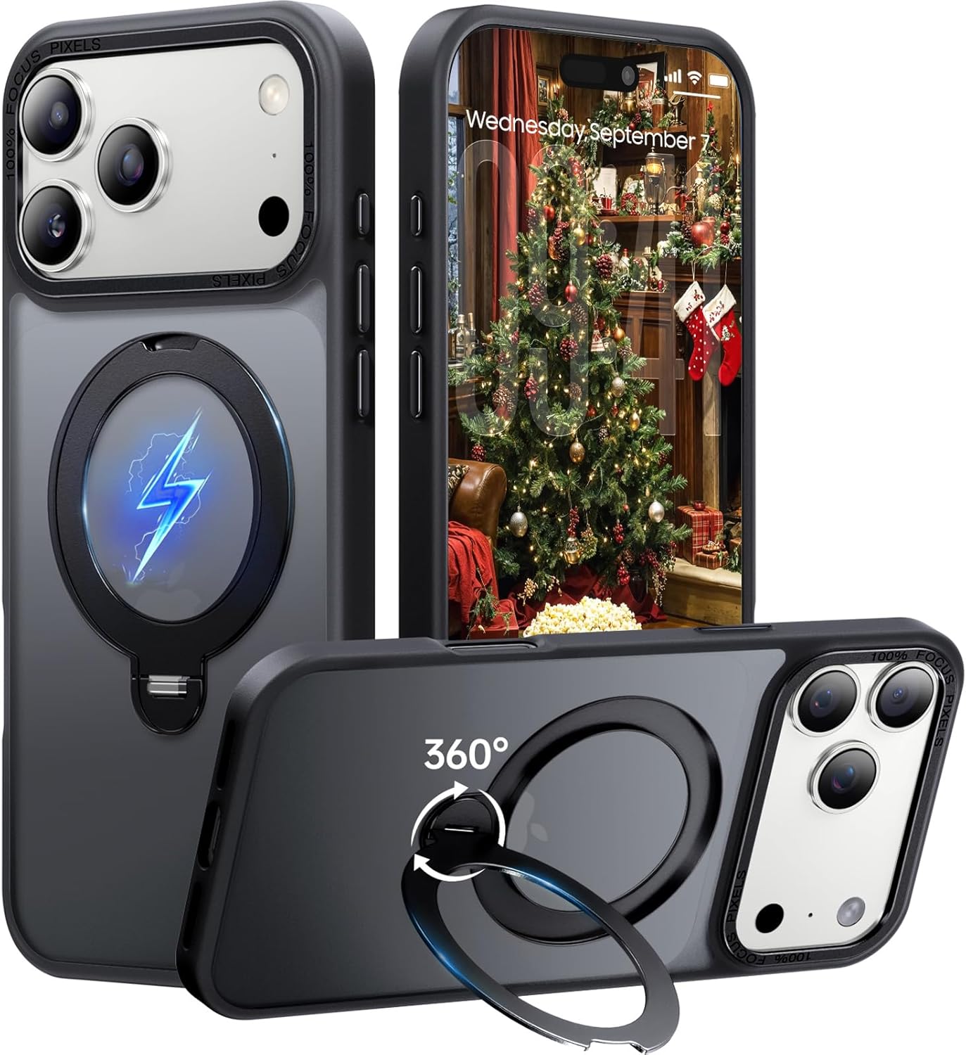 iPhone 17 Pro Hülle mit 360°Drehbarem Unsichtbarem Magnet-Ständer