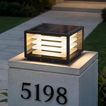 Glass Solar Post Lights Outdoor, 11.8" Large Solar Pillar Lights Outdoor Waterproof, 3000K LED Column Light Outside, Dusk to Dawn Column Lamp, Modern Pillar Light for Entrance Posts 1 Pack