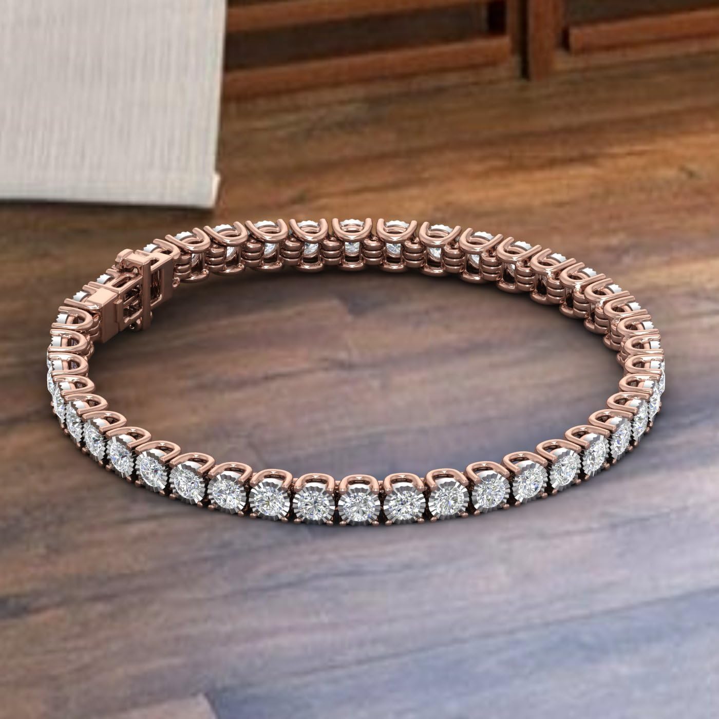 4 to 4.35 Carat Pave Set Natural Round Diamond Tennis Bracelet for Women in 14K Gold or in 925 Silver (I1-I2 Clarity) - IGI Certified (7 to 8 inch)