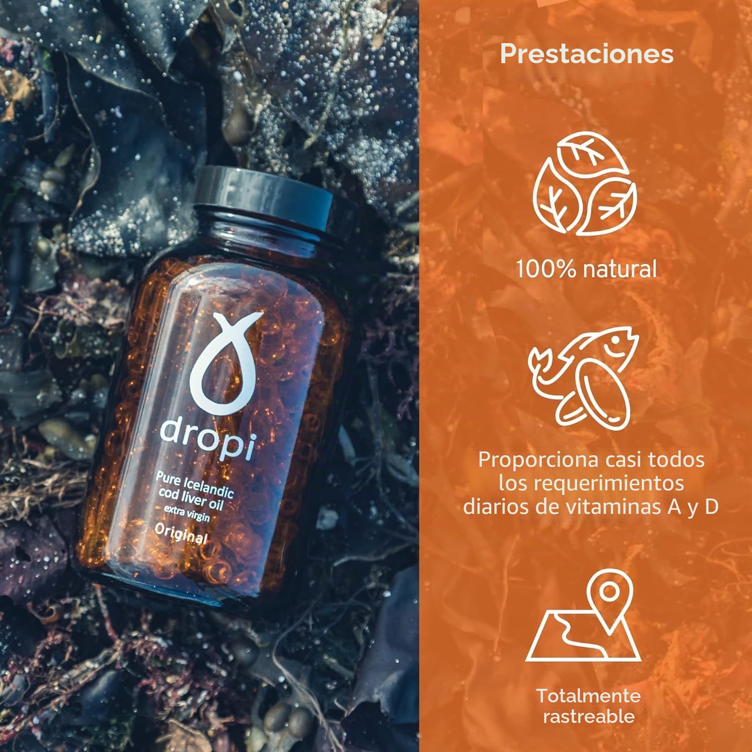 Dropi Puro Icelandic Cod Hígado Óleo - Exceso Virgen 180 cápsulas