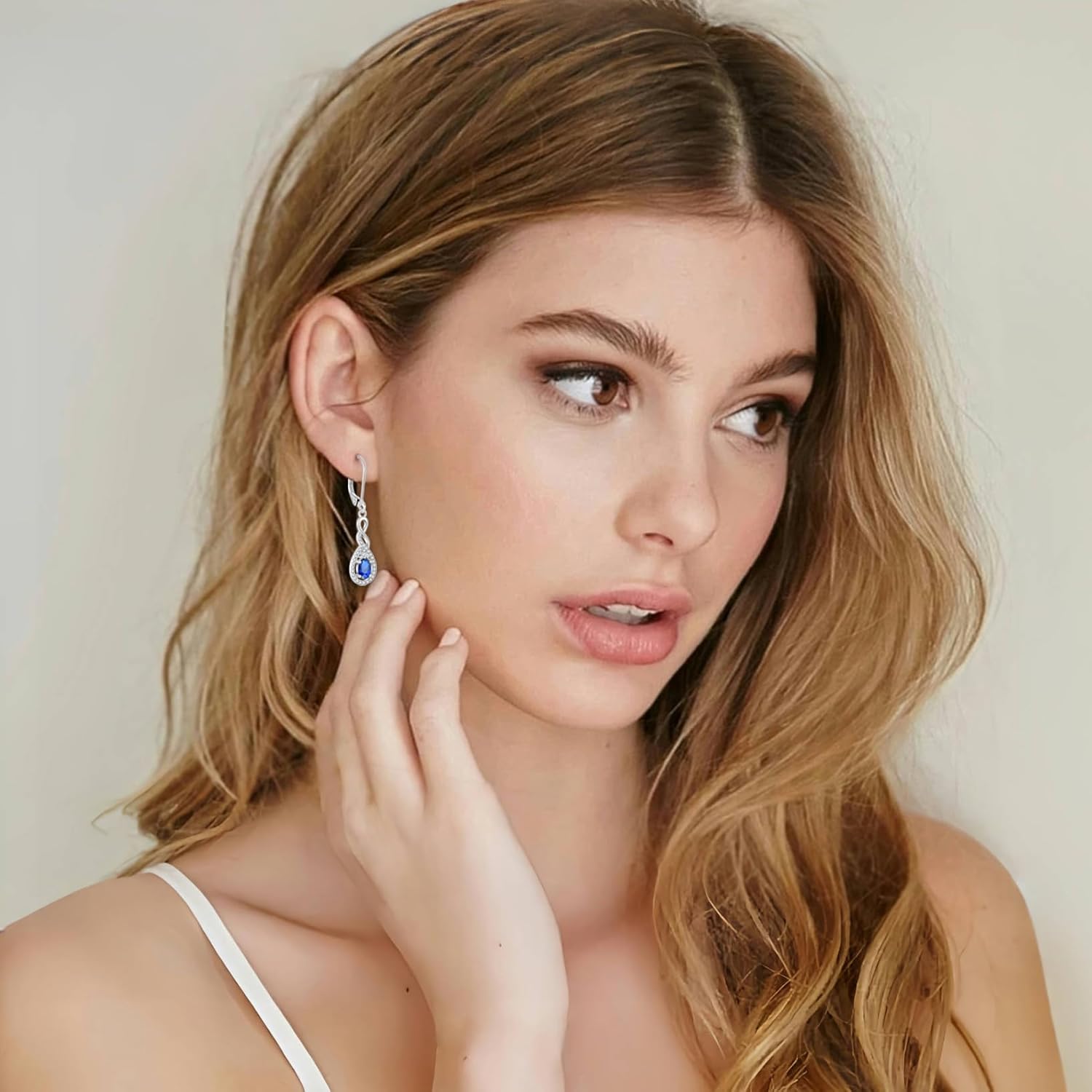 Oval Cut Dangle Drop Earrings 925 Sterling Silver Infinity Twisted Leverback Earrings Birthstone Jewelry for Women - Image 2