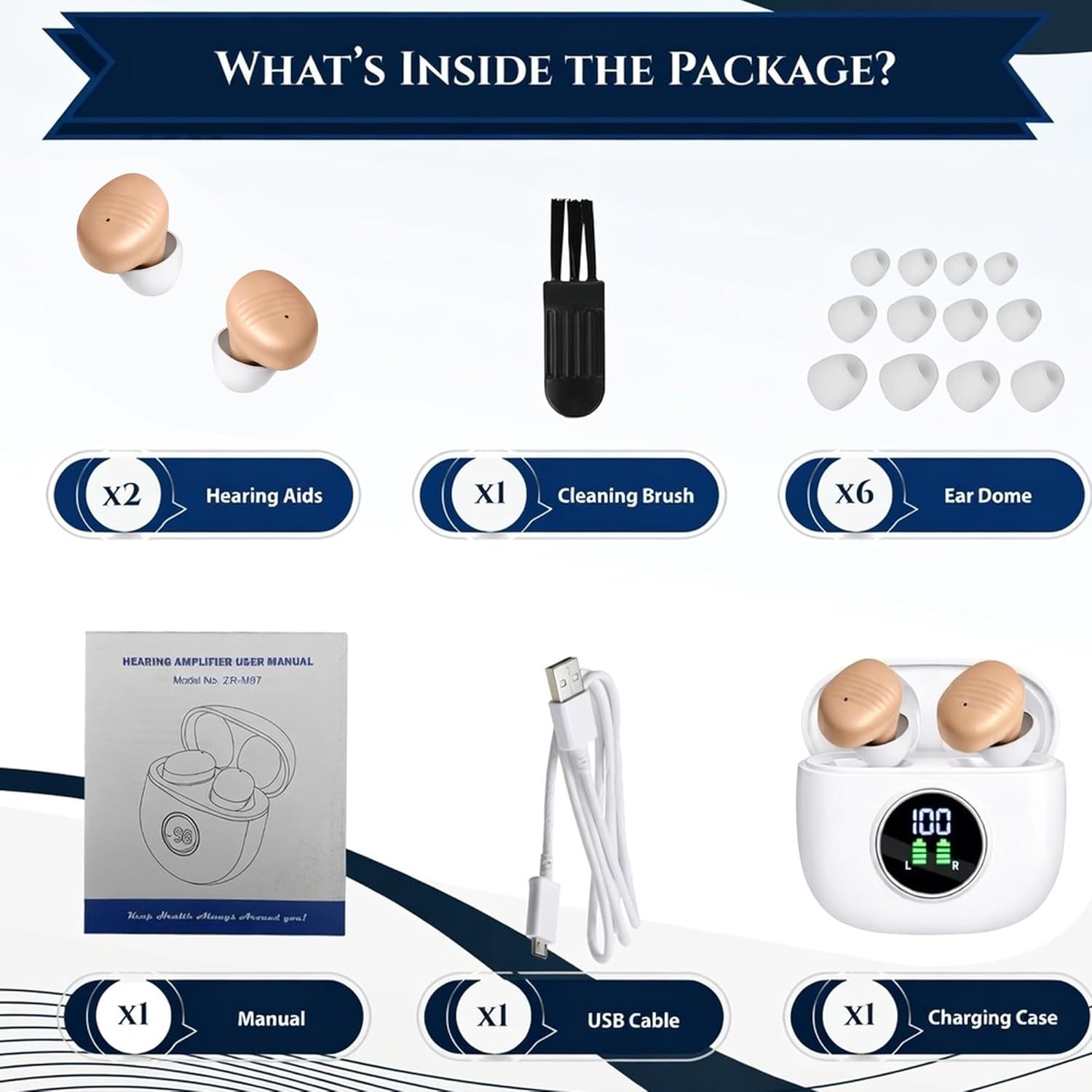 Hearing Aids, Rechargeable Hearing Aids for Seniors, Portable Hearing Amplifiers with Noise Cancelling and Volume Control, Digital Hearing Assist Devices with A Travel Charging Box (B1)
