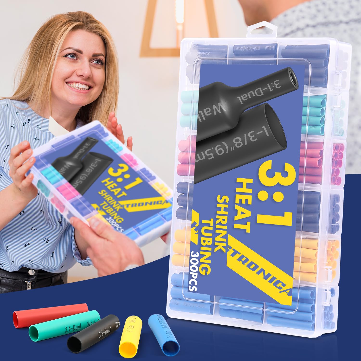 haisstronica 220pcs 3:1 Heat Shrink Tubing+300PCS 6 Colors Heat Shrink Tubing