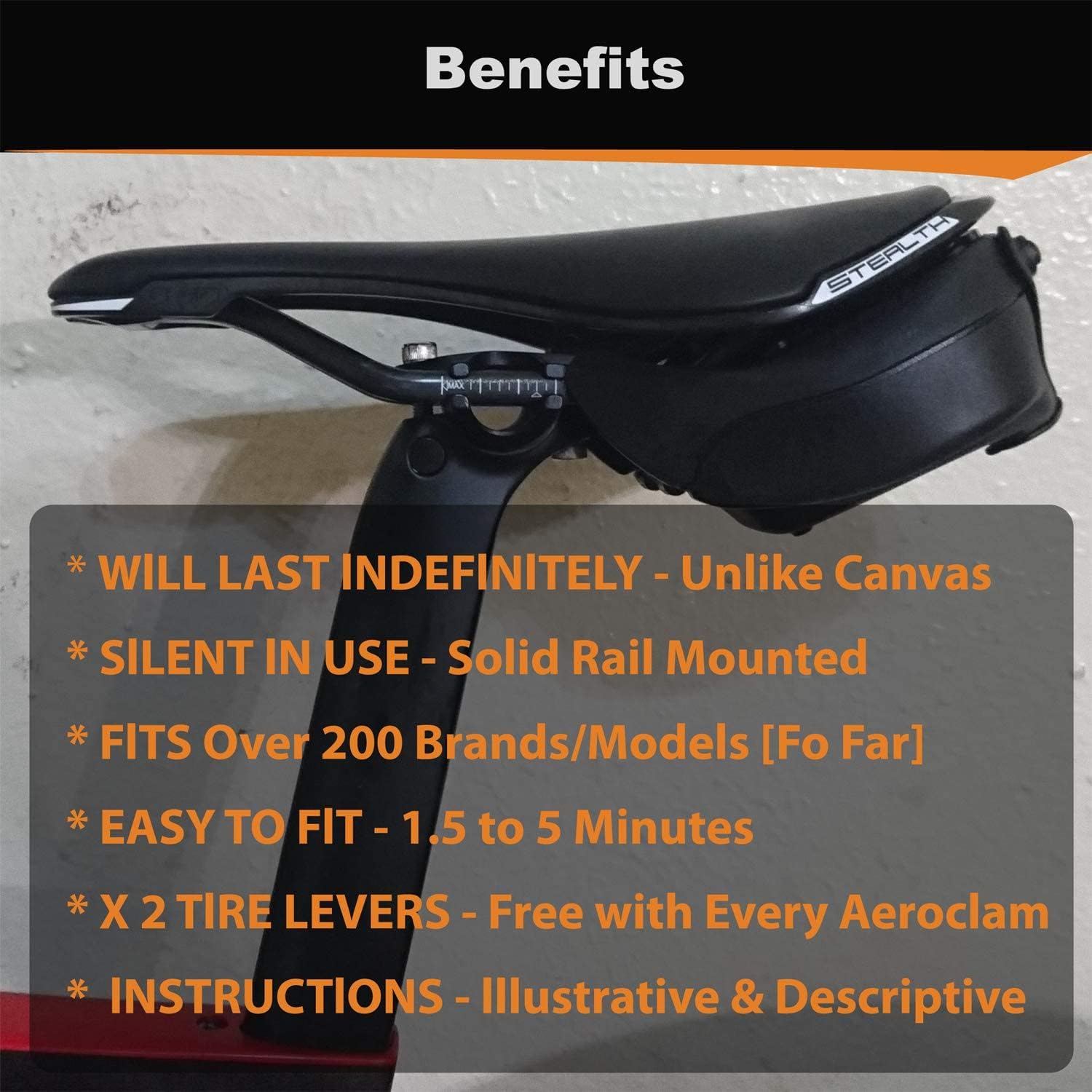 Aeroclam P2 Product Bundle, Aeroclam P2 Small - Medium Lower Section - Large Lower Section, Seat Bag Cycling Bike Saddle Bag Compact Under Seat Hard Shell Waterproof Aerodynamic for Mountain Road Bike Flat Top