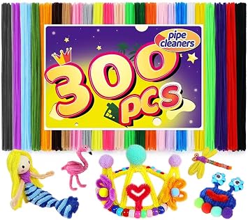 Bundooraking 300 Pcs Pipe Cleaners, 20 Colors Pipe Cleaners Bulk for Crafts