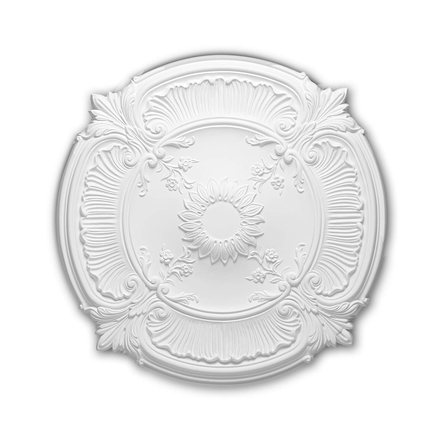 Rosace Profhome 156026 en polyuréthane de 77 cm pour décoration de plafond chic