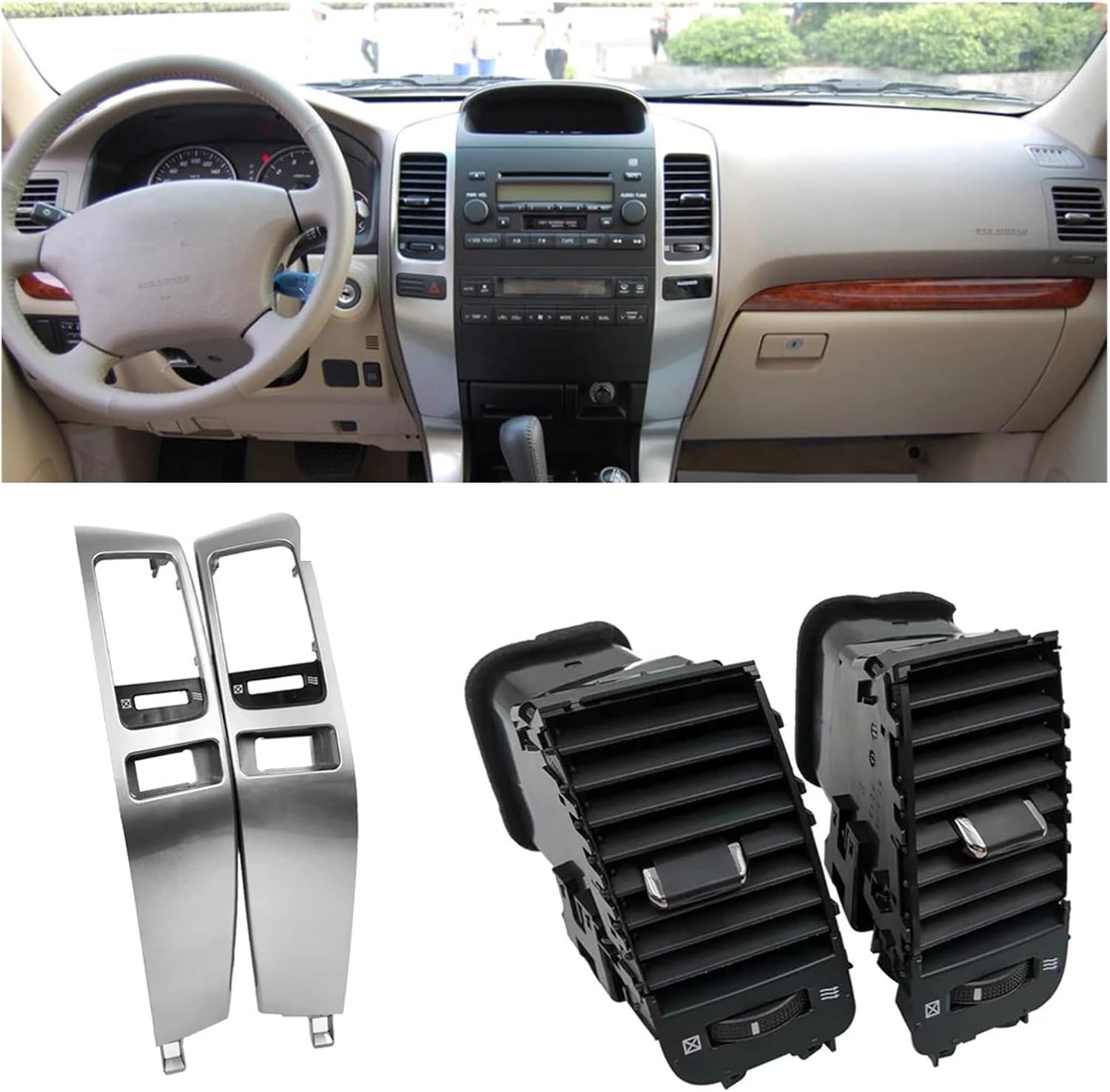 Car Air Conditioner Outlet Frame A/C Vents Plate Panel Land Cruiser Prado 120 Fit For Lexus GX470 2003-2009(A set kit)