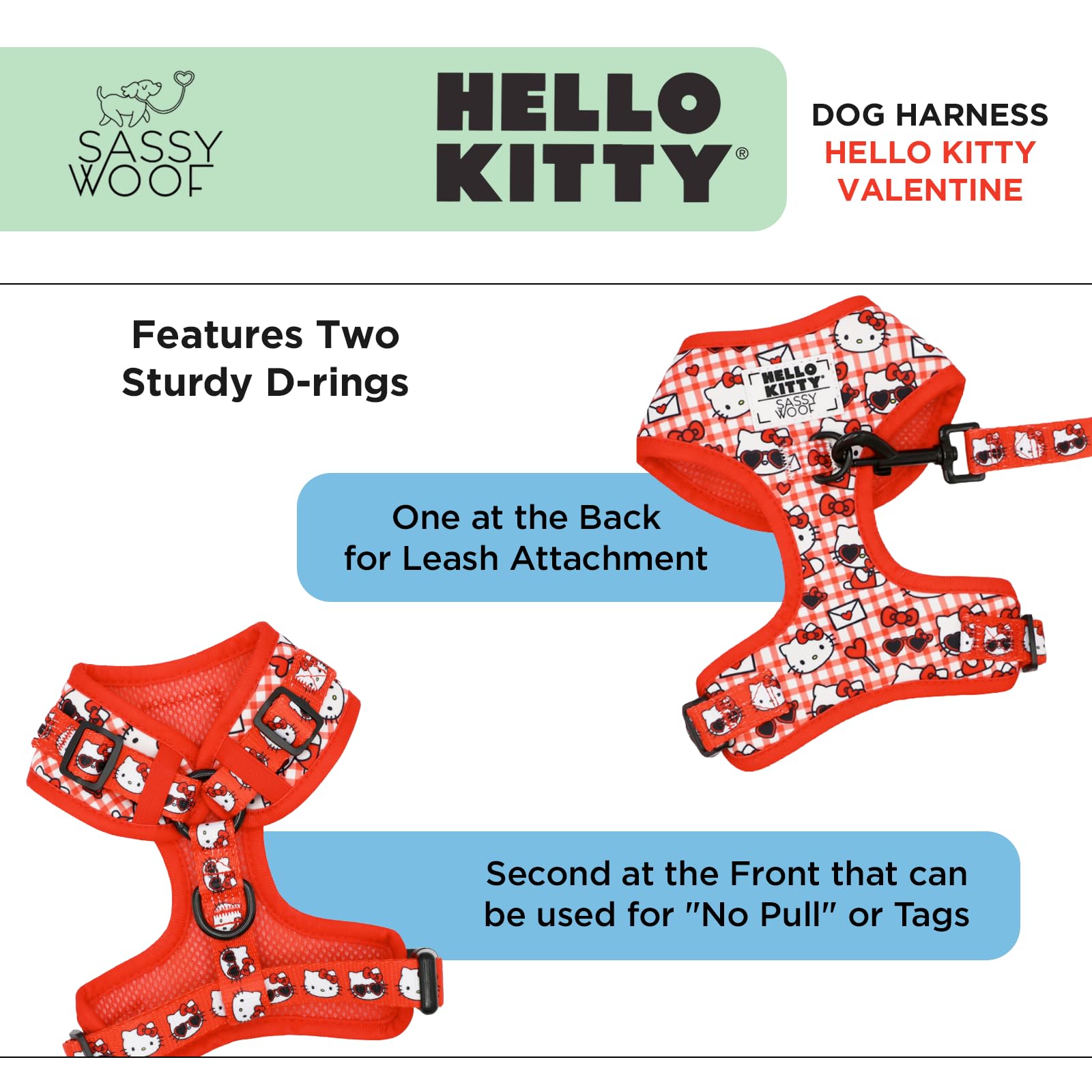 Amazon | Sassy Woof Dog 調節可能ハーネス - Hello Kitty Red Classic