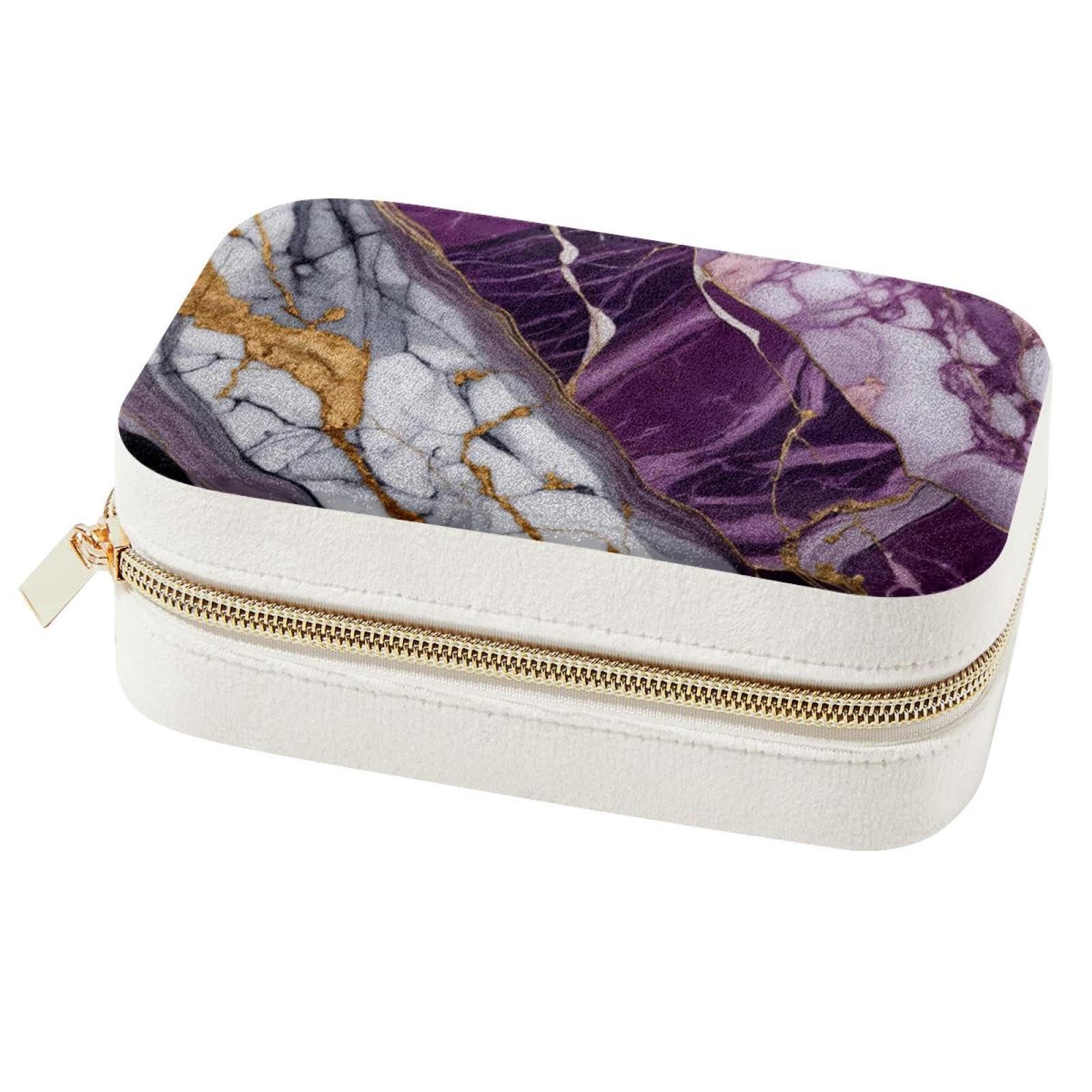 Boîte à bijoux cadeau demoiselle d'honneur : écrin marbre violet pour bagues filles