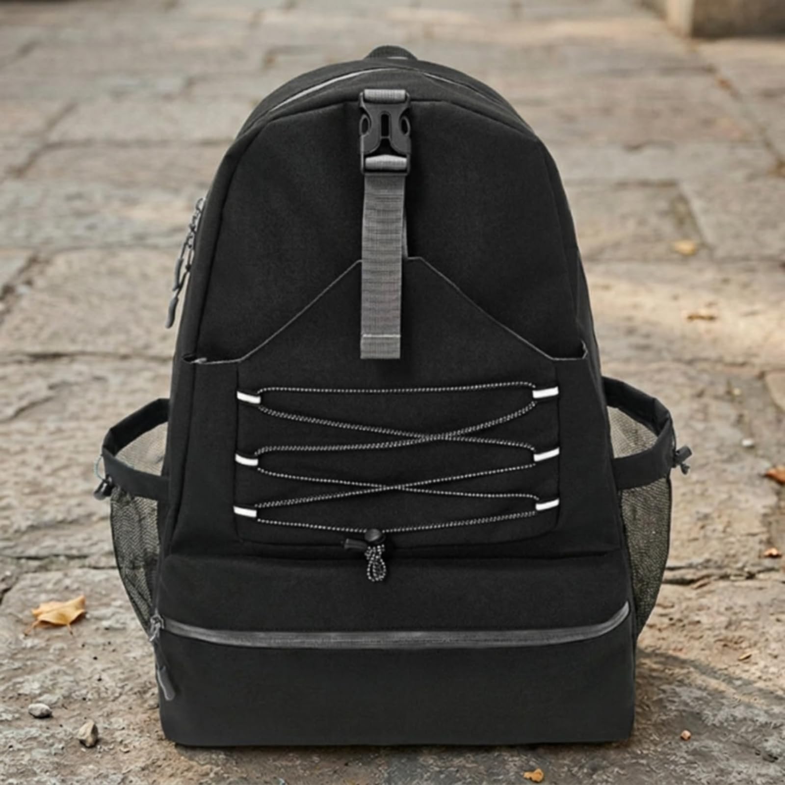 Colcolo Sac à 'Entraînement Extérieur Sac de Sport Sac de Transport Sac d'Équipement avec Panneau à Lacets Élastiques et Poche Zippée Devant en Tissu Oxford