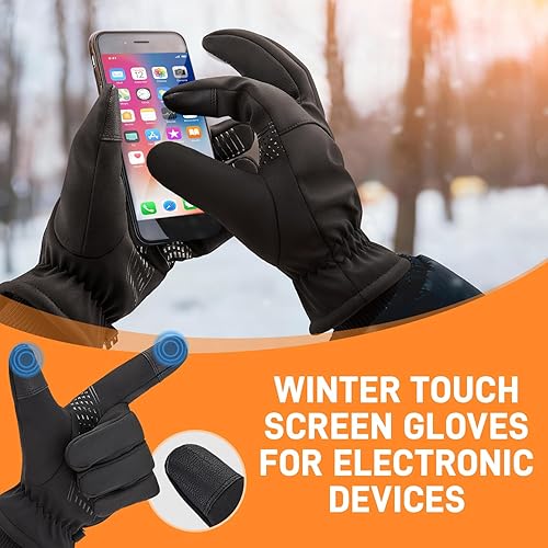 Miniatura 4 de ihuan Guantes de invierno para hombres y mujeres, impermeables, cálidos, guantes de nieve para clima frío, material térmico para esquí, snowboard,