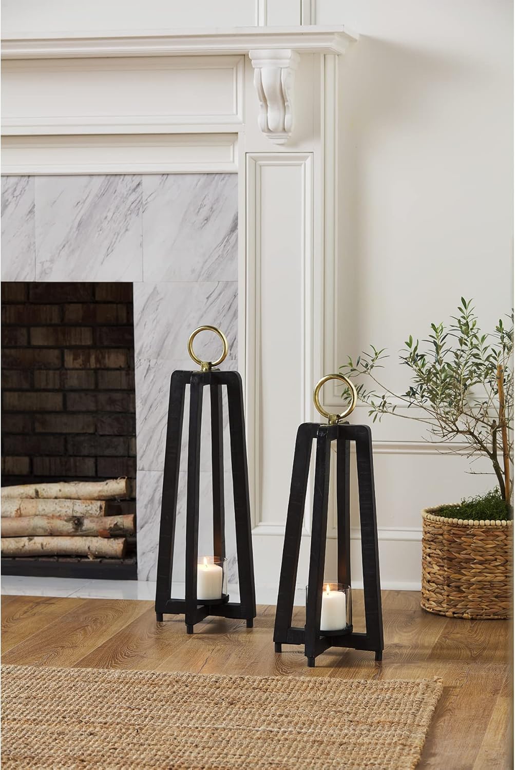Mud Pie Black Tall Lantern, Black, Large 25" x 4"