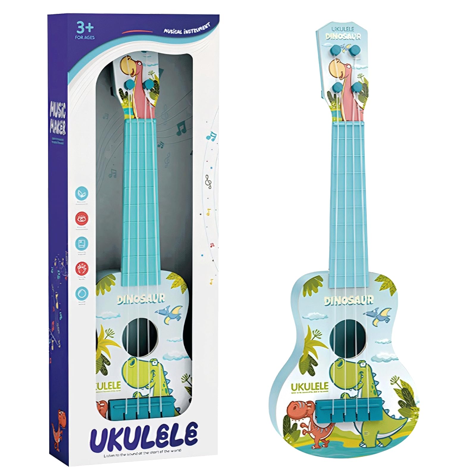 Guitar for Kids, 41 cm Blue Children's Guitar, Musical Instrument for Children, Mini Guitar Ukulele Guitar Toy with 4 Adjustable Strings for Toddlers, Beginners, Boys, Girls, Gift