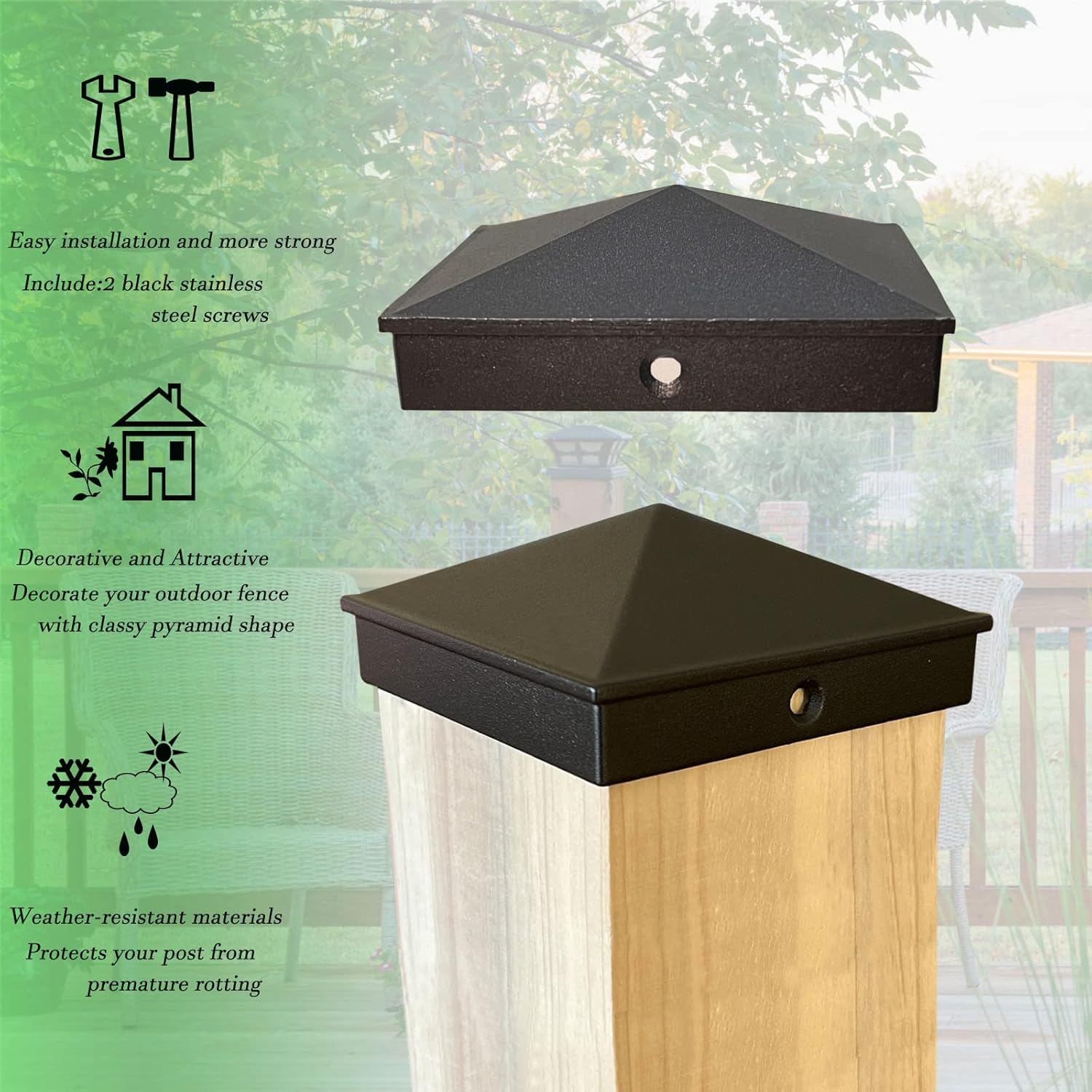 Buy True 4x4 Fence Post Caps,Black Aluminum Pyramid Deck Caps,ONLY for True/Actual 4x4 Wood