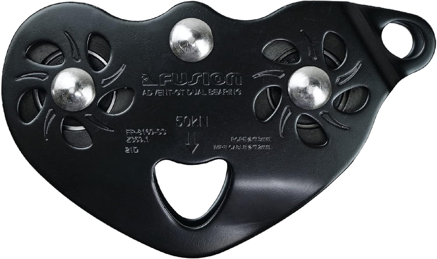 Fusion Climb Advent Military Tactical Edition Speed Super Stainless Steel Trolley Pulley Black 50KN