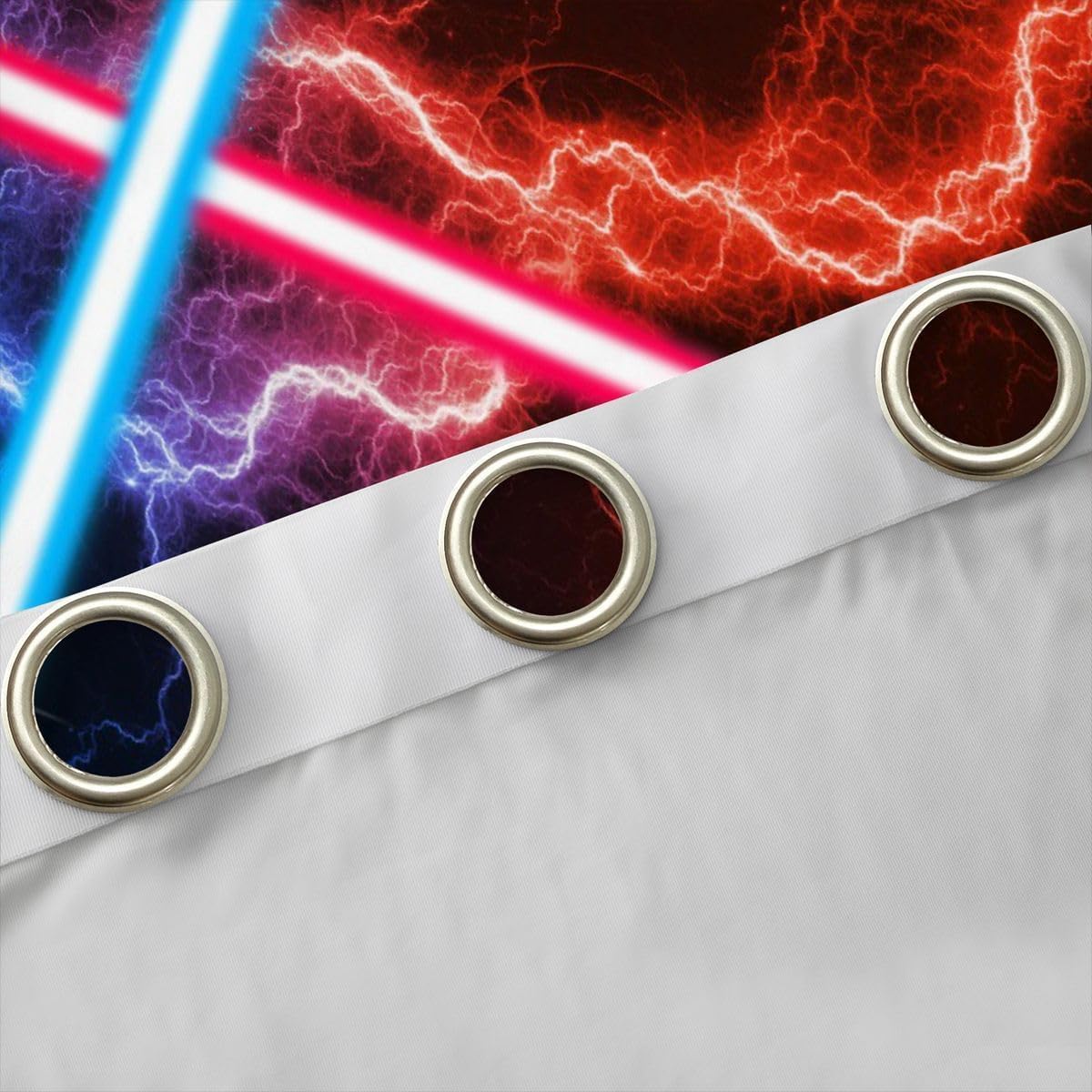 Blue Purple Lightsaber Window Curtain,Neon Glowing Lightning Curtains,Fashion Games Window Treatment Curtain for Kids Boys Girls Teens Room Decor,Modern Black Window Drapes,2 Panels,42Wx84L