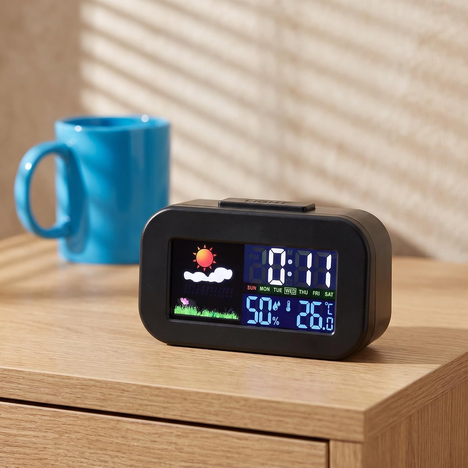 Digital Hygrometer Thermometer Clock for Bedroom Office Use