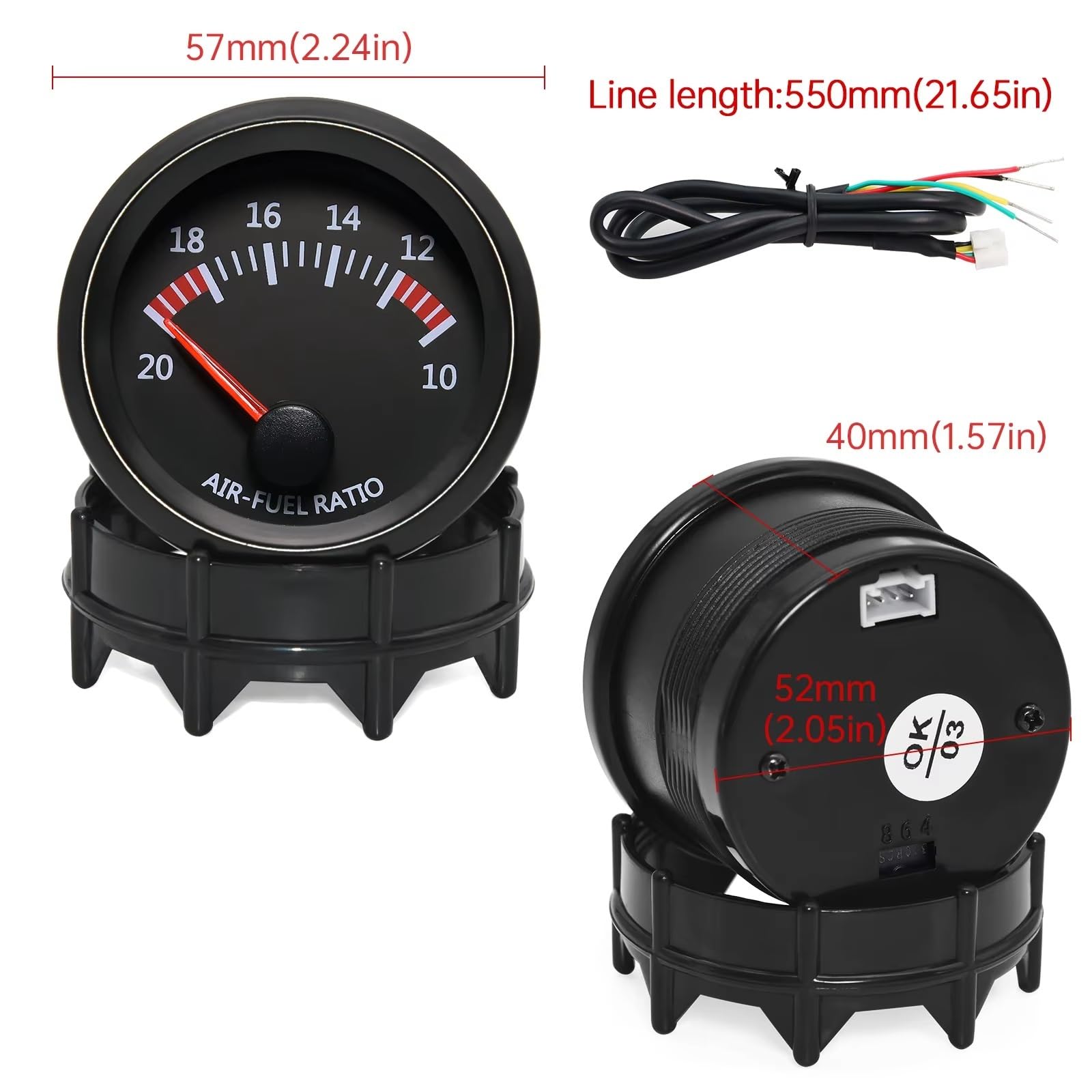Sensore Ossigeno O2 Misuratore Rapporto Aria-carburante Auto AD 52 Mm 10-20 Con Sensore Ossigeno O2 A Banda Stretta Misuratore 0258006028 Per Motore Passo-passo 12 V Sonda Lambda(Gauge and sensor)