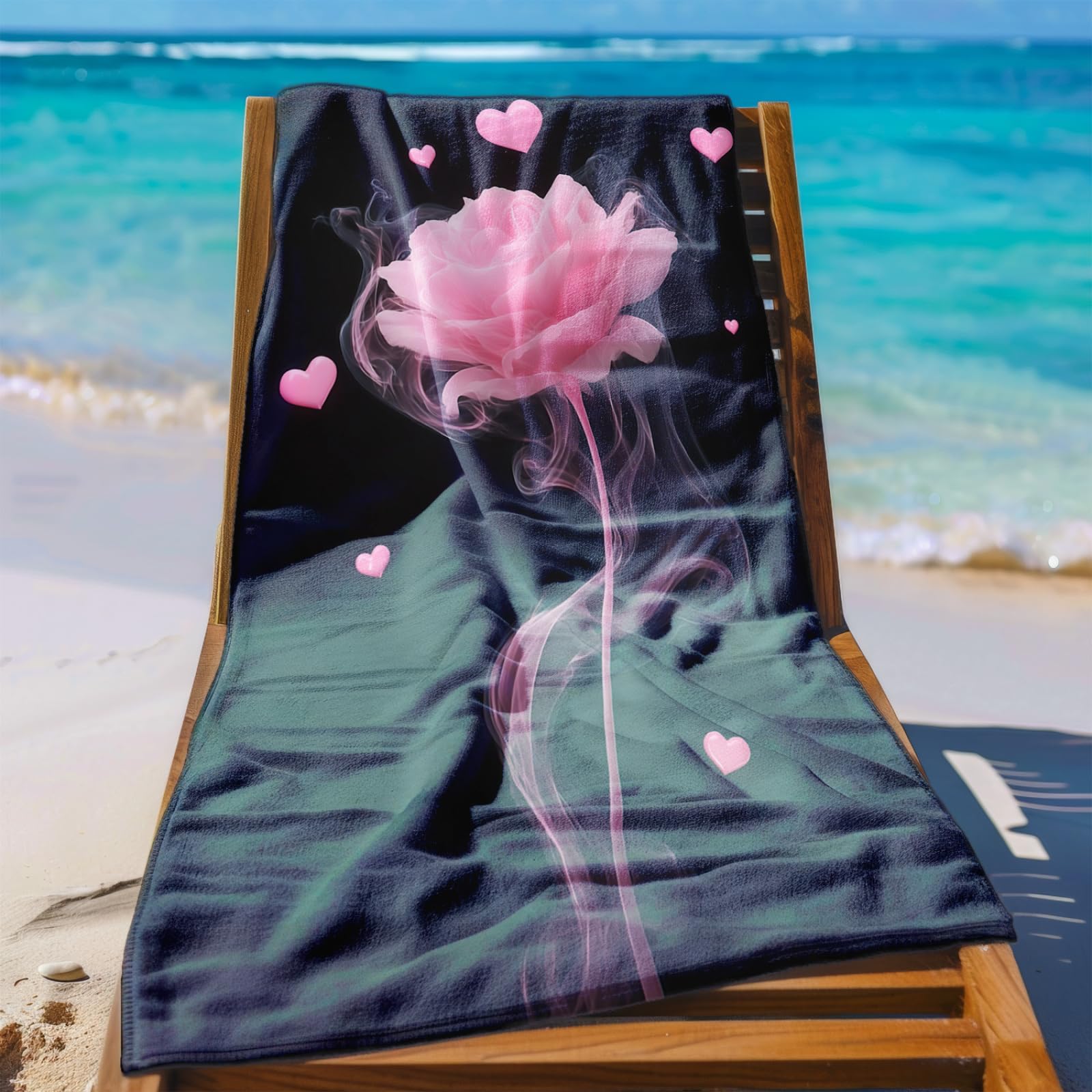 Générique Serviette de Plage 90X180 Bouquet Rose