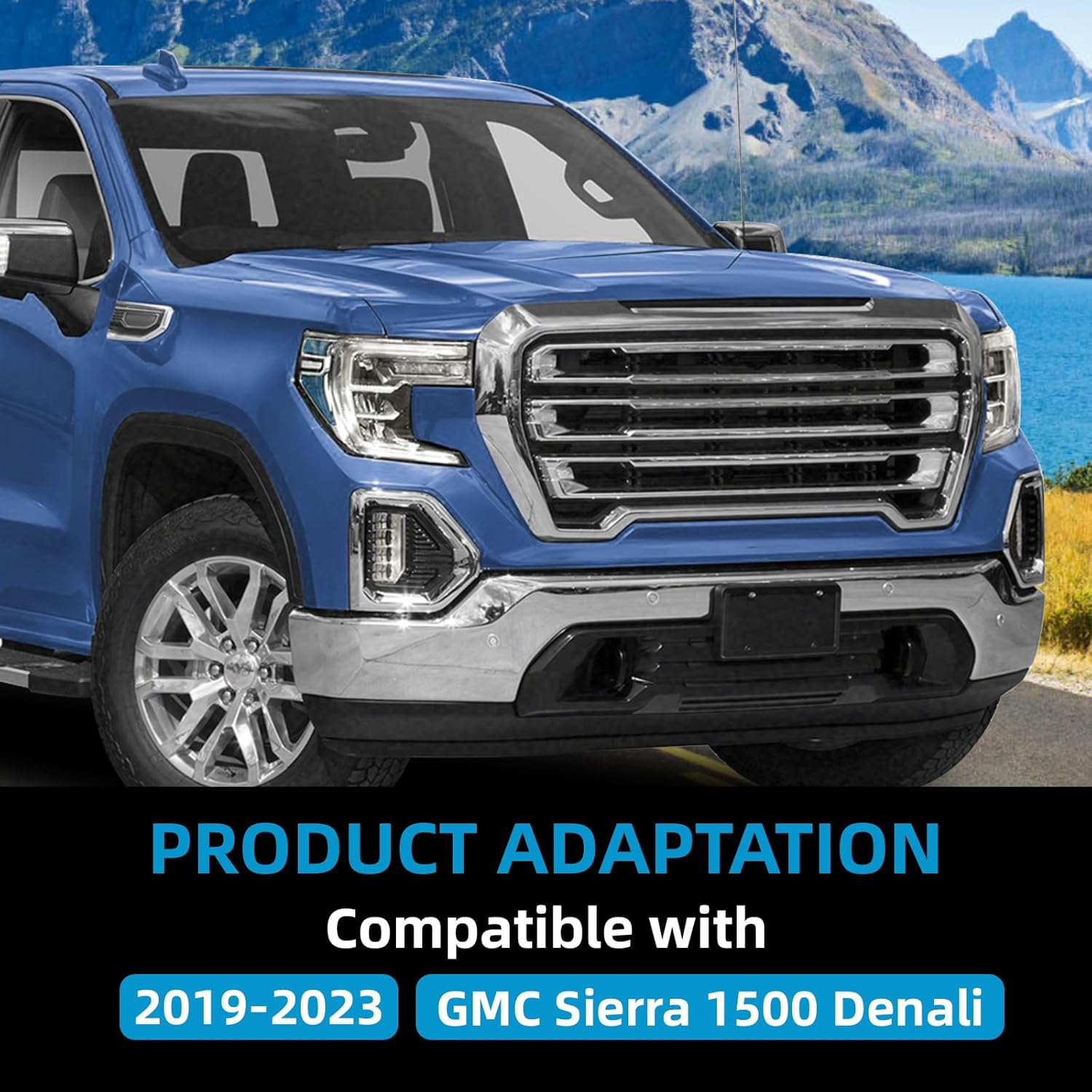 HECASA Fog Light Trim Cover Compatible with 2019-2023 GMC Sierra 1500 Denali Front Driving Surround Outer Fog Lamp Bezel Chrome Driver & Passenger Side Replacement for GM1038254 GM1039254