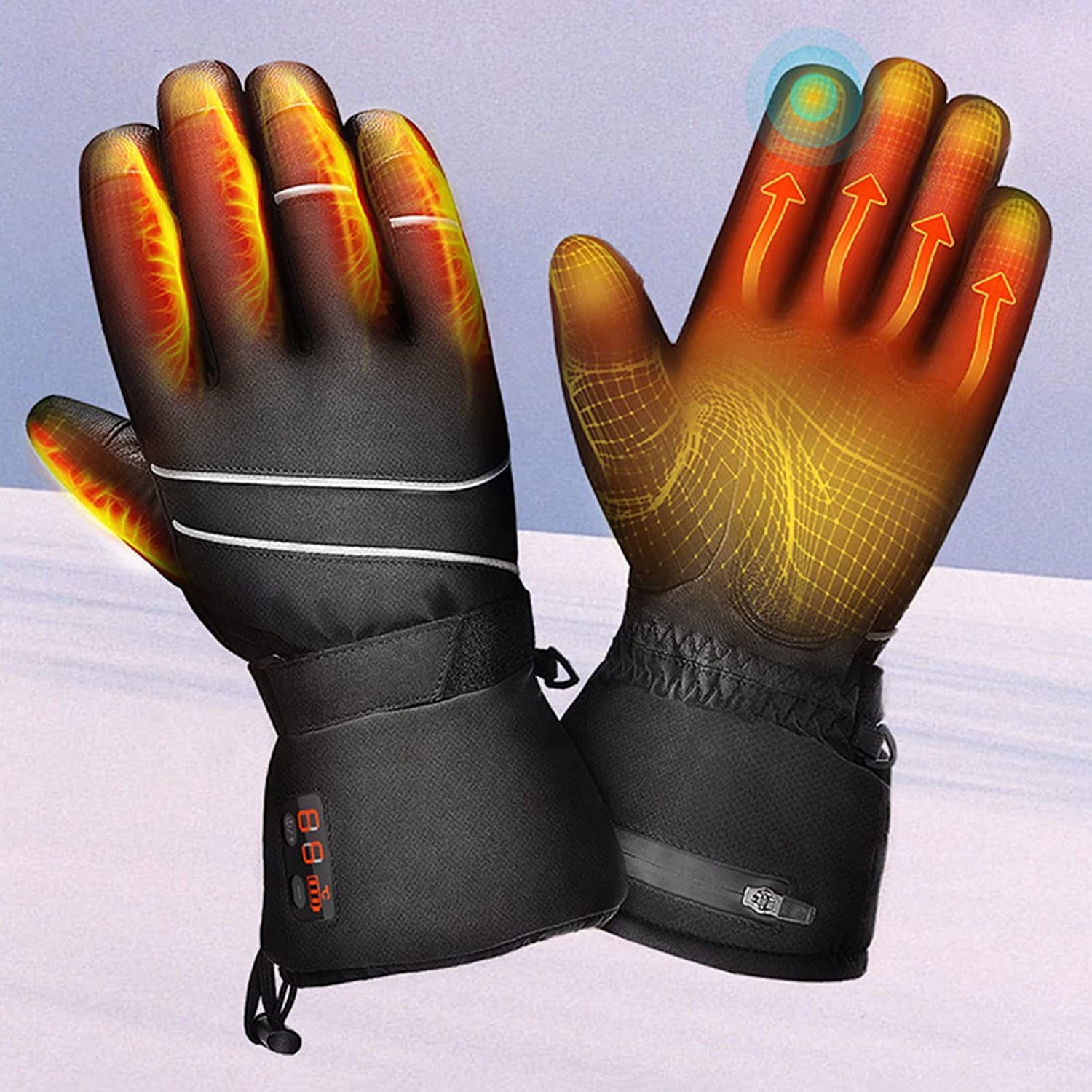 CHEWYNP Guantes calefactables para Motocicleta, Guantes calefactables para Hombres y Mujeres, Guantes térmicos Recargables de 2200 mAh con calefacción eléctrica para esquí, Guantes térmico