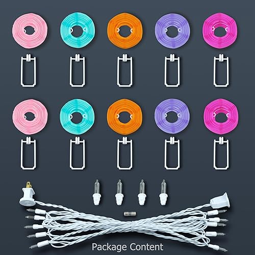 Miniatura 9 de Linterna blanca de 10 unidades con cadena de luces de alambre blanco de 11 pies, 12 pulgadas de espaciado enchufable (blanco)