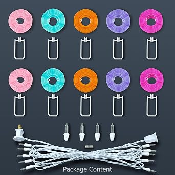 HOSY 10-Pack Multicolor 3-in Lantern, 11 ft White Wire Plug-in String Light