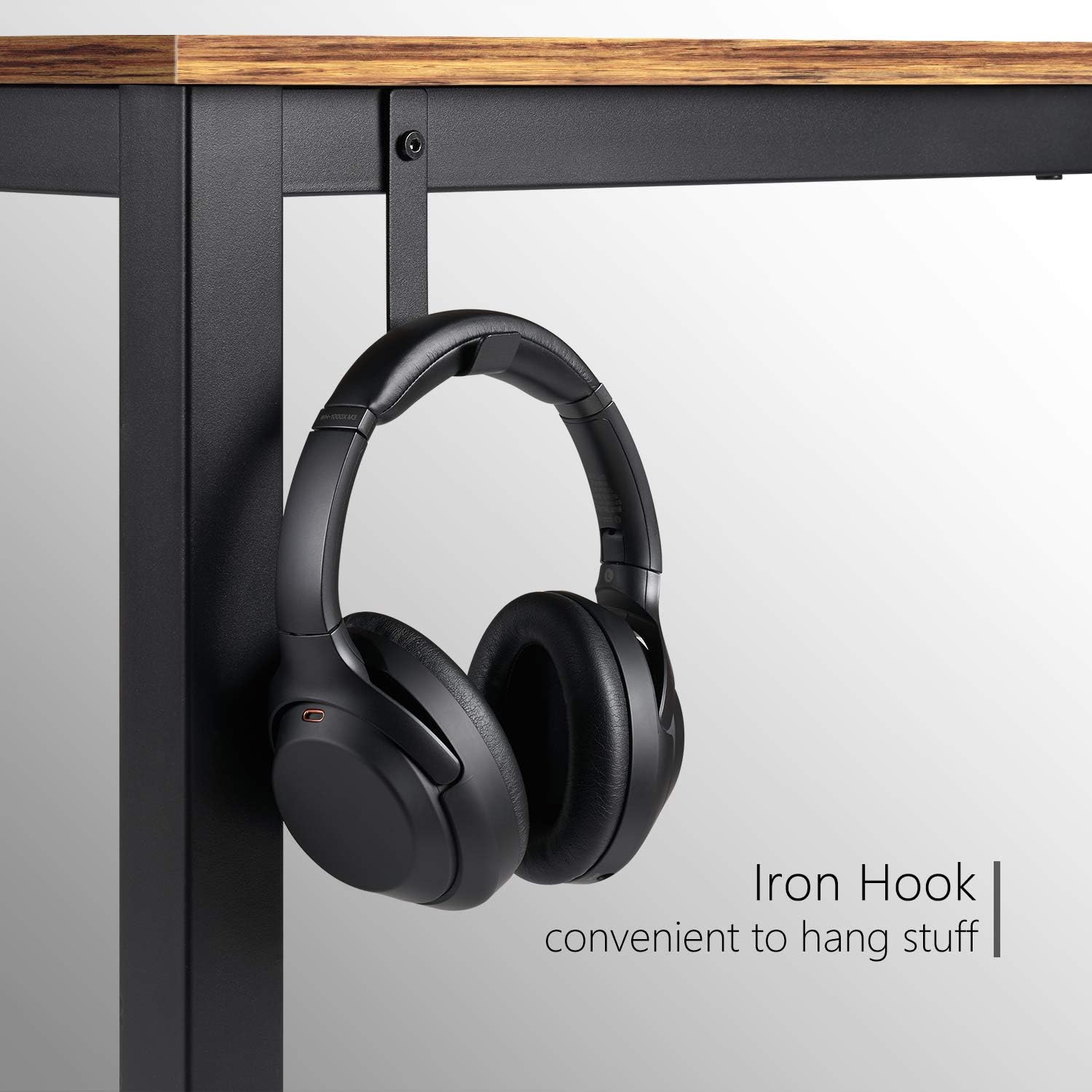 CubiCubi Computer Desk with Drawer 63" Study Writing Table for Home Office, Modern Simple Style PC Desk with Splice Board, Black Metal Frame, Black and Rustic Brown