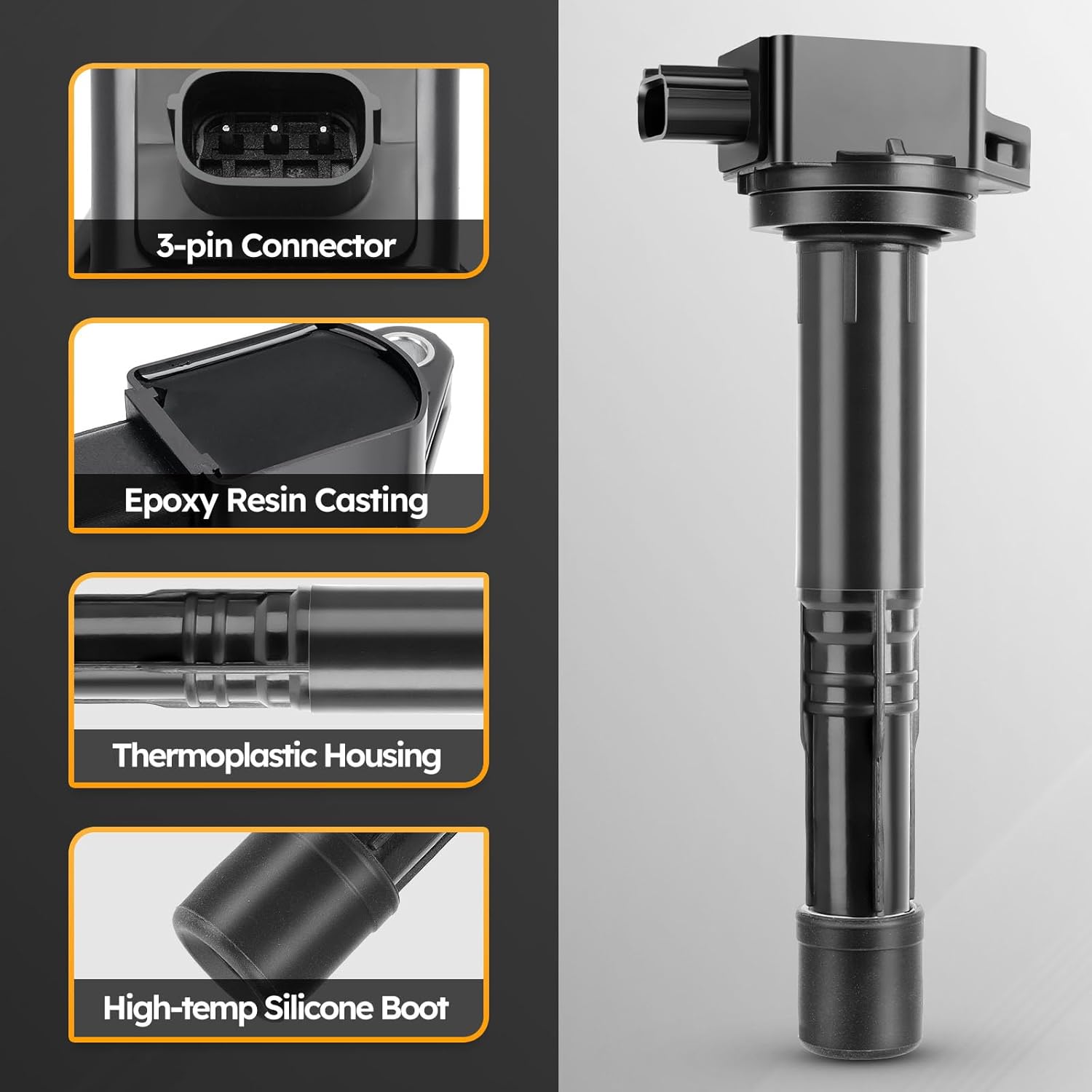 UF602 Ignition Coil Pack Compatible with 2.4L Honda 2008-2012 Accord,2010-2014 CR-V,2012-2015 Civic,2012-2015 Crosstour/2013-2015 Acura ILX (UF-602 5C1719, C1662, 30520-R40-007, 30520-RL5-A01)