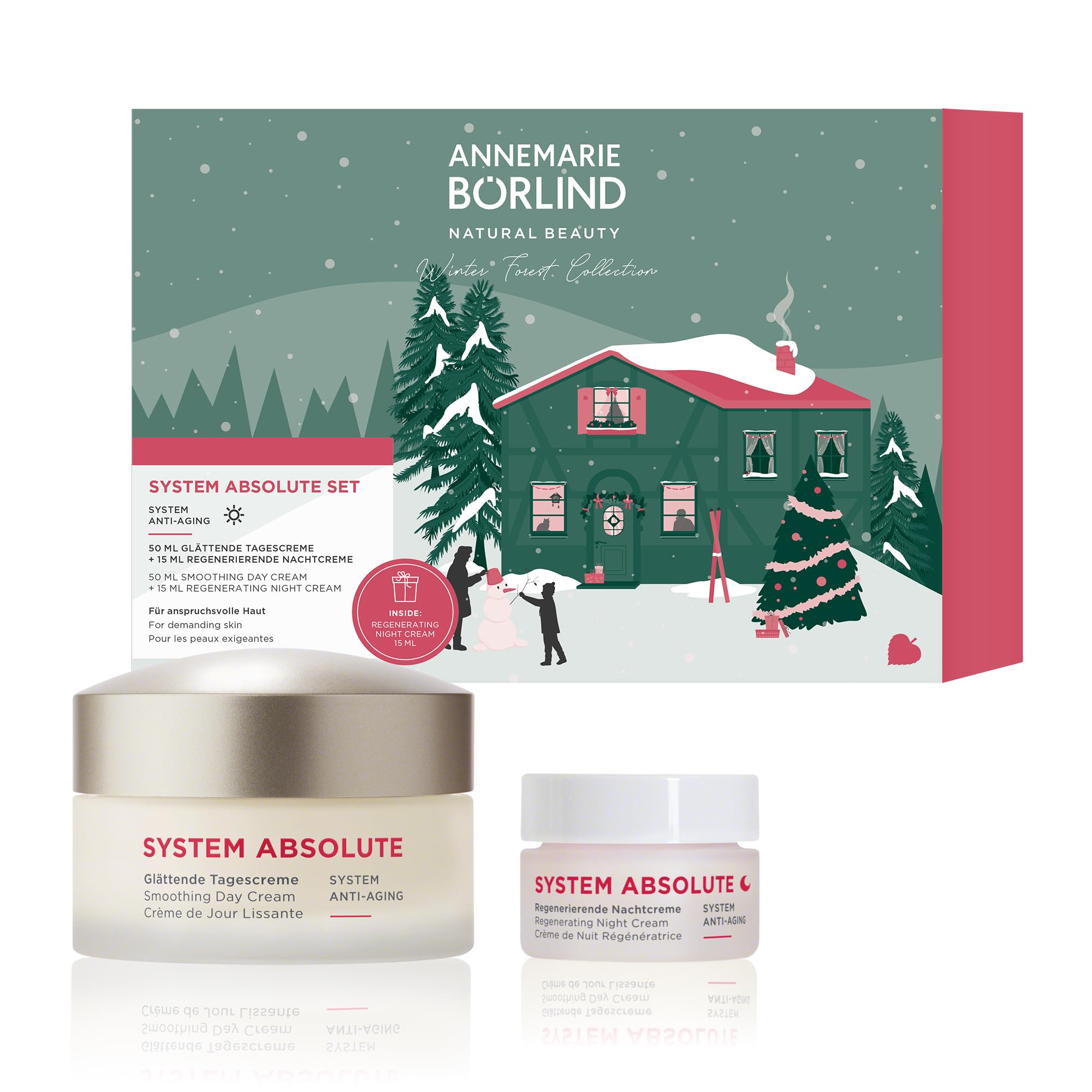 ANNEMARIE BÖRLIND SYSTEM ABSOLUTE Tagespflege-Set X-Mas - Glättende Tagescreme (50ml) + Geschenk Kennenlerngröße Regenerierende Nachtcreme (15ml) - Aktiviert die Kollagen- und Elastinproduktion