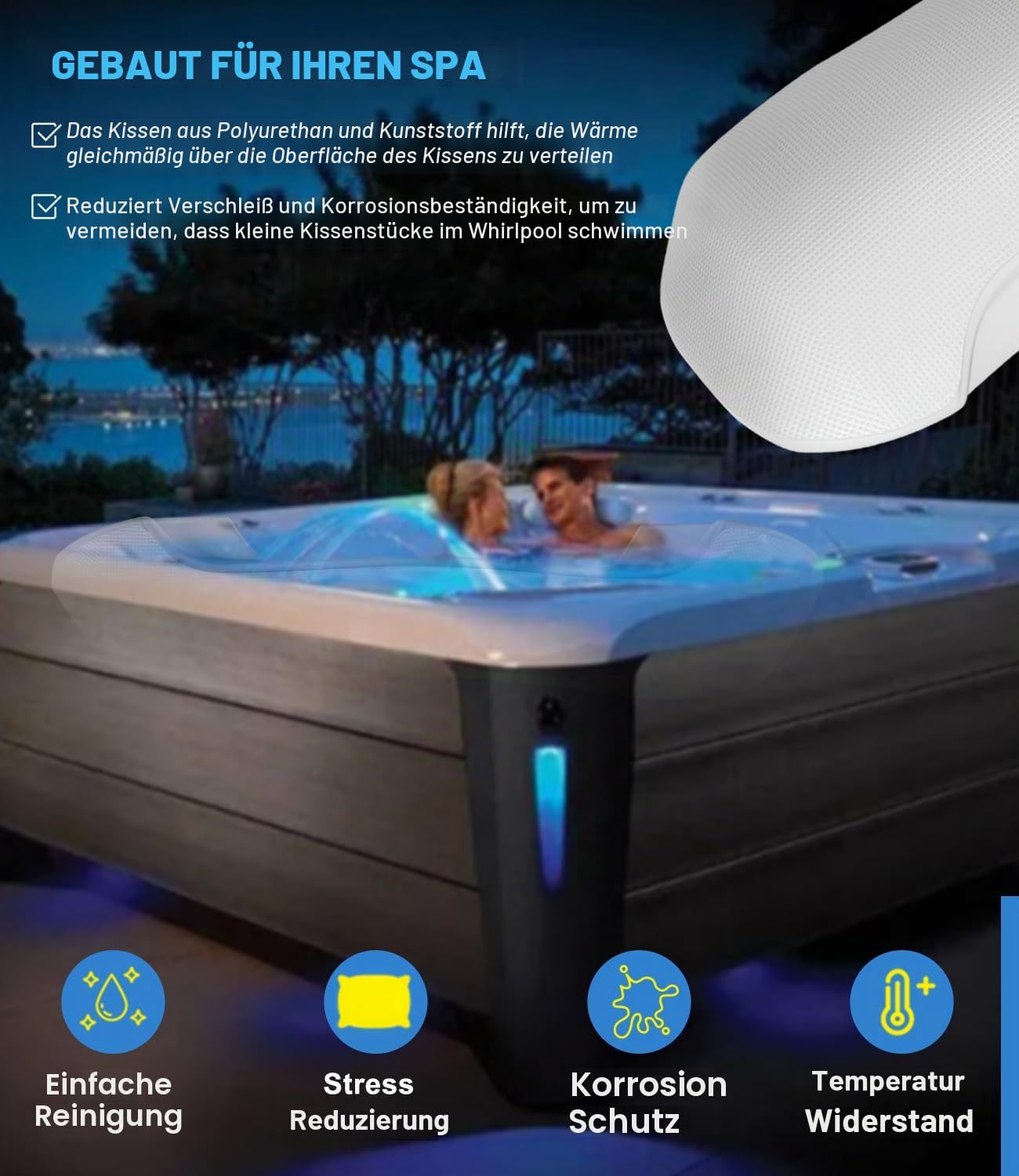 2er-Pack 77228 Spas Ersatzkissen für Hot Spring Highlife Collection Whirlpools ab 2014, Cool Grey Spa Kopfstütze