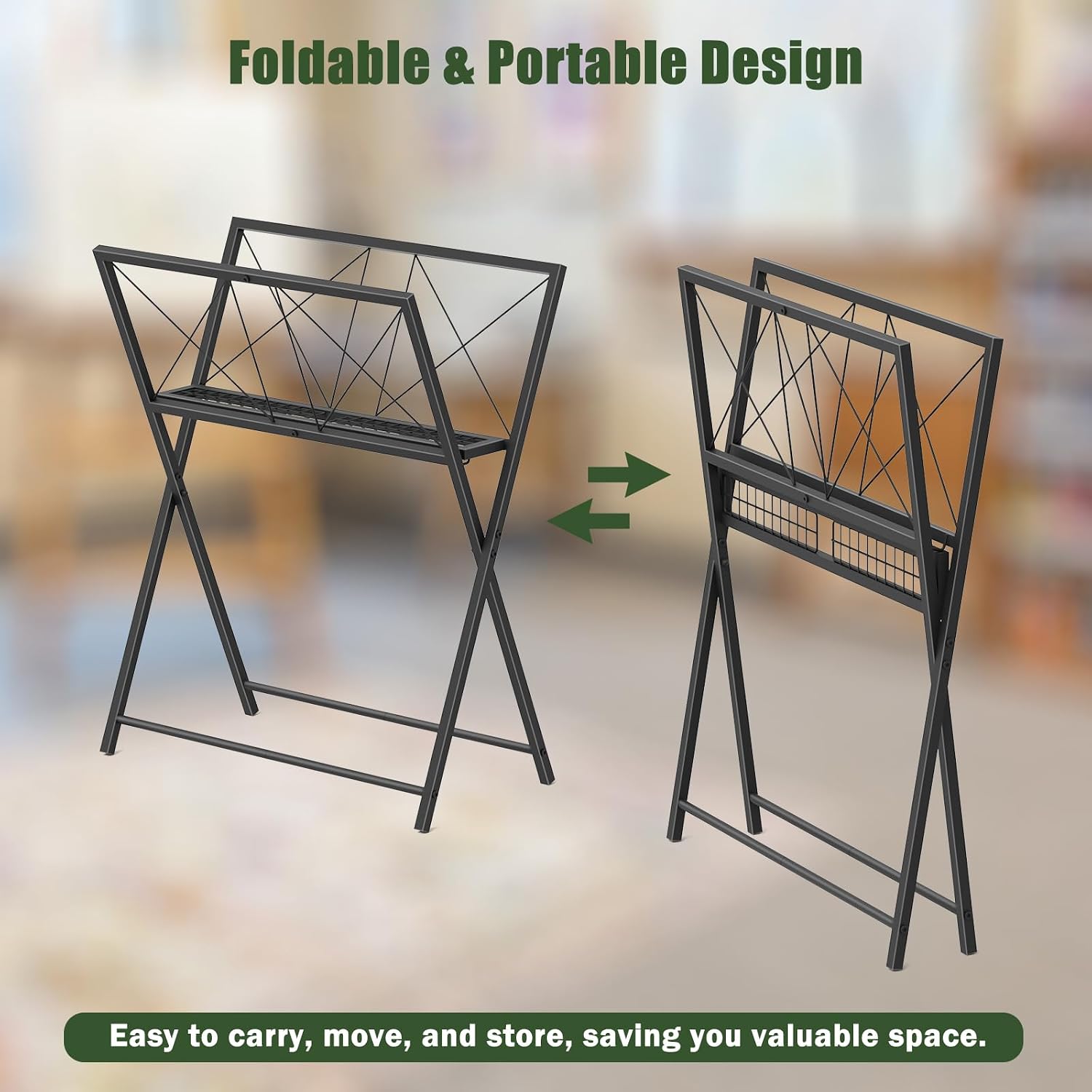 Foldable Art Print Rack, Portable Art Storage Rack for Canvas and Artwork