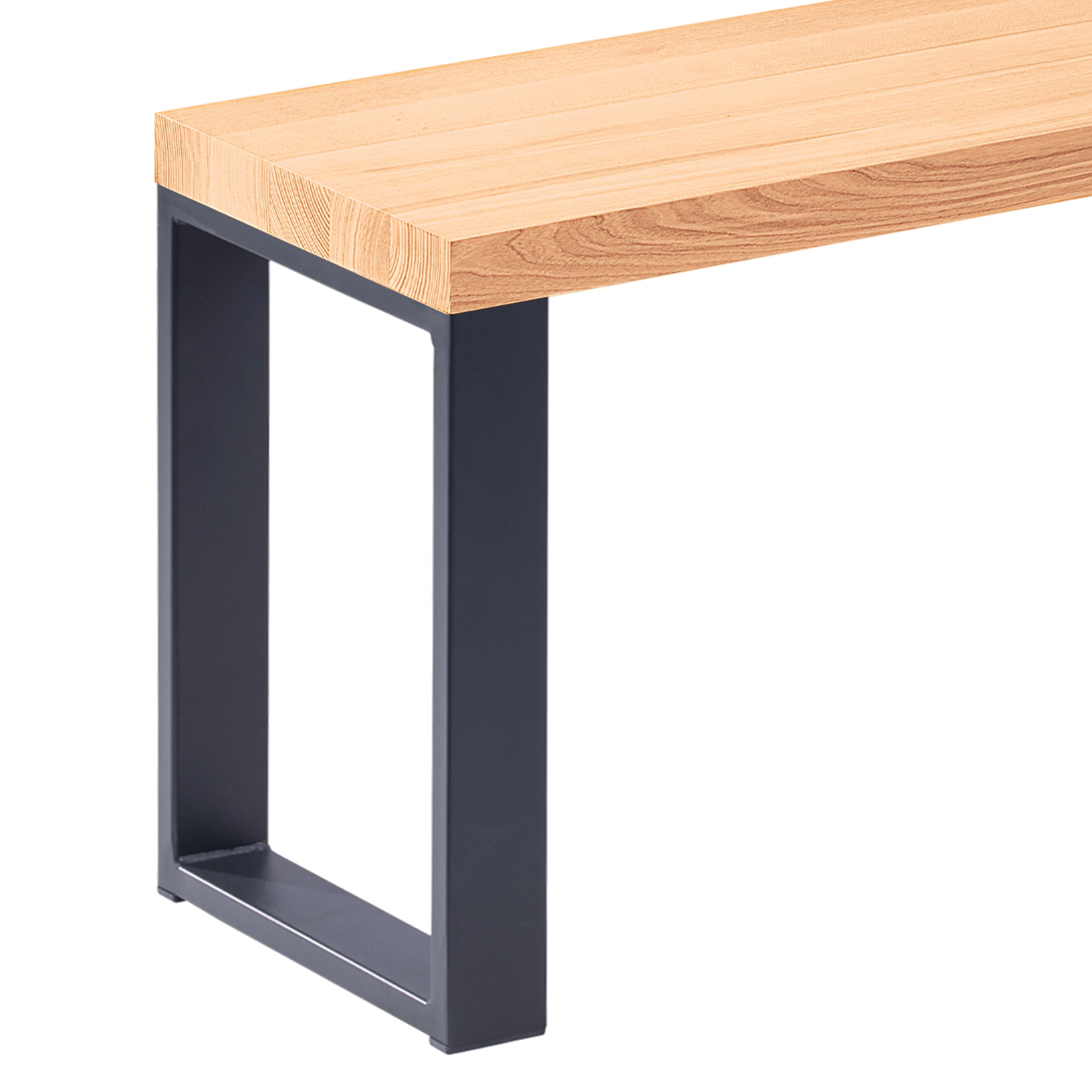 LAMO Manufaktur Banco para Mesa de Comedor 30x100x47 cm (Ancho x Largo x Alto), Patas para Muebles Modelo Simple Gris/Asiento Natural, LSB-01-A-002-100-7016S