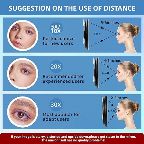 Miniatura 6 de Espejo de aumento de maquillaje 5X con luces, espejo de aumento de 6 pulgadas con 3 luces de color, espejo de maquillaje regulable con aumento 5X,
