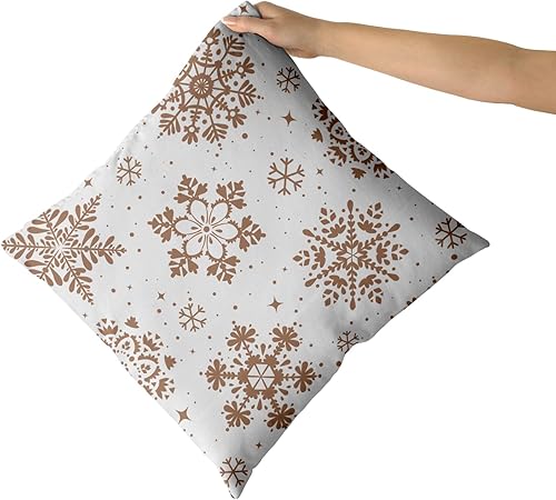 Miniatura 3 de Juego de 2 fundas de almohada verdes de Navidad de 18 x 18 pulgadas, diseño de copos de nieve de Navidad, decoración de vacaciones, fundas de