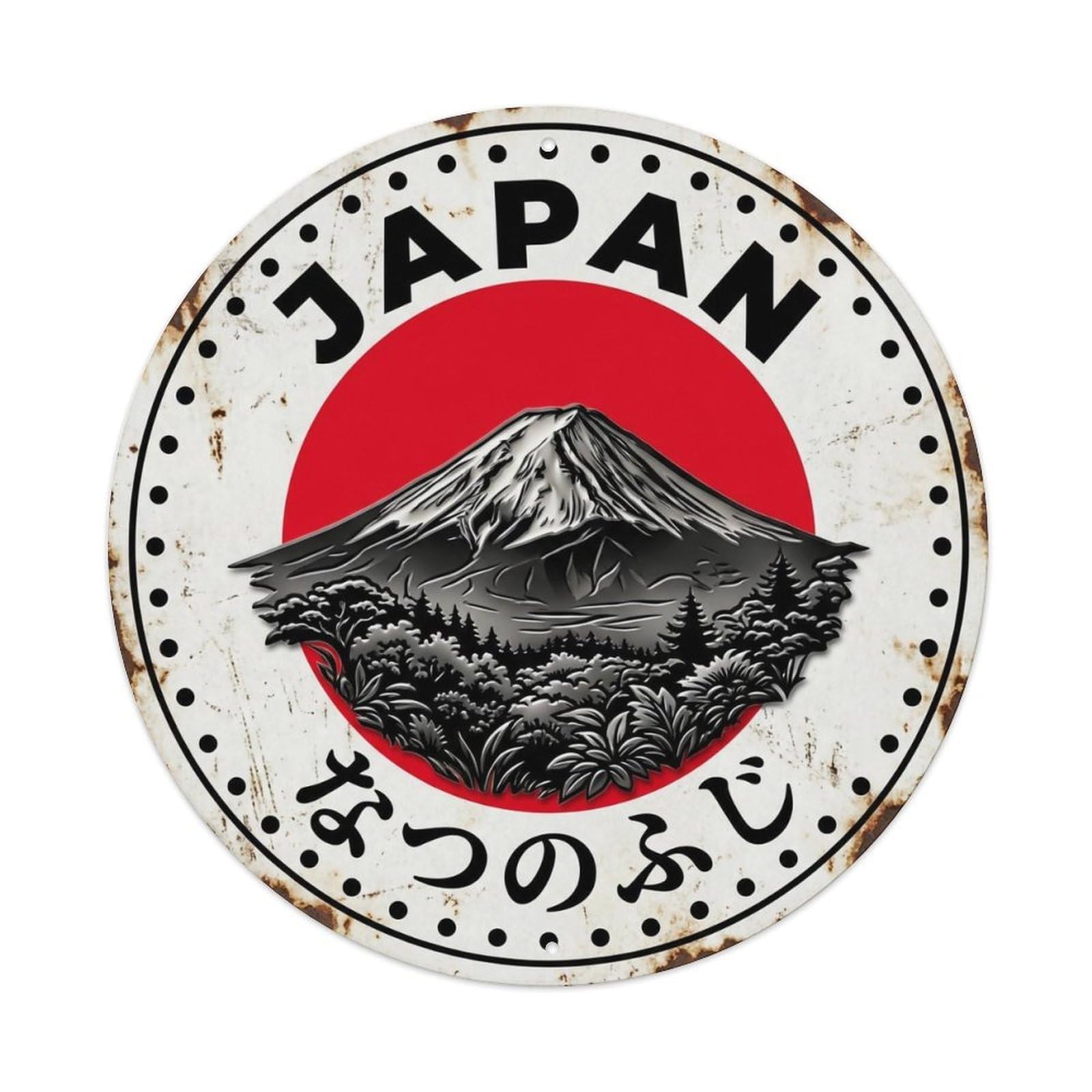 Fuji Summer Japan Green Season Peak Aged Metal Tin Sign