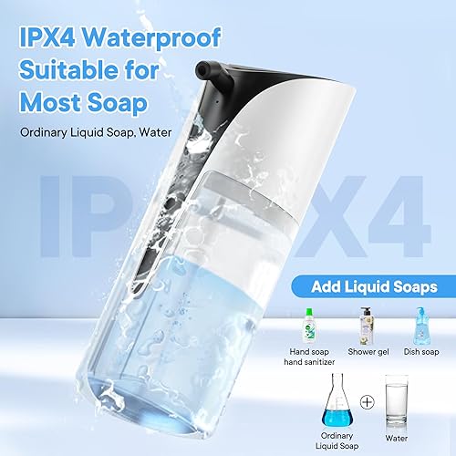 Miniatura 6 de Dispensador automático de jabón líquido, dispensador de jabón recargable USB C de 15.83 onzas, dispensador de jabón de manos sin contacto de 7