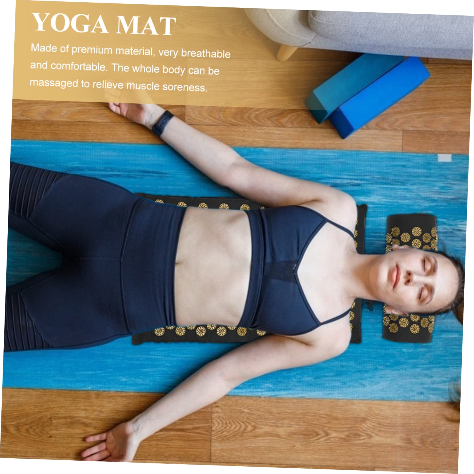 Gatuida Massagekissen und Massagematte für Entspannende Massage mit Tasche Waschbar 2 Stück Rutschfeste Yogamatte aus Baumwollstoff Zuhause