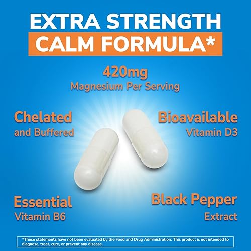 Miniatura 8 de Glicinato de magnesio de 420 mg con vitamina D3 y B6  Suplemento de magnesio quelado y tamponado  Magnesio de alta absorción para calma, estado de