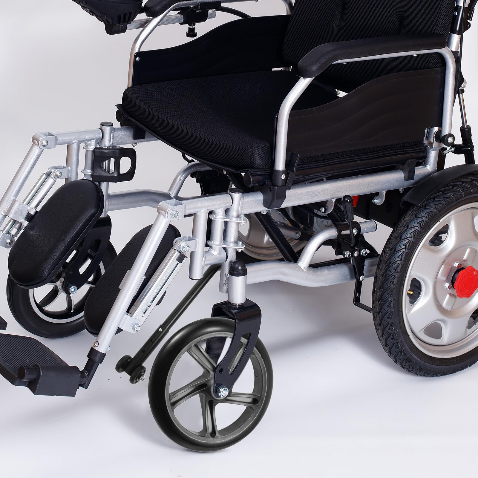 1 par de ruedas antivuelco para silla de ruedas: ruedas de aleación de aluminio, ruedas traseras antivuelco, pieza universal para personas mayores discapacitadas.