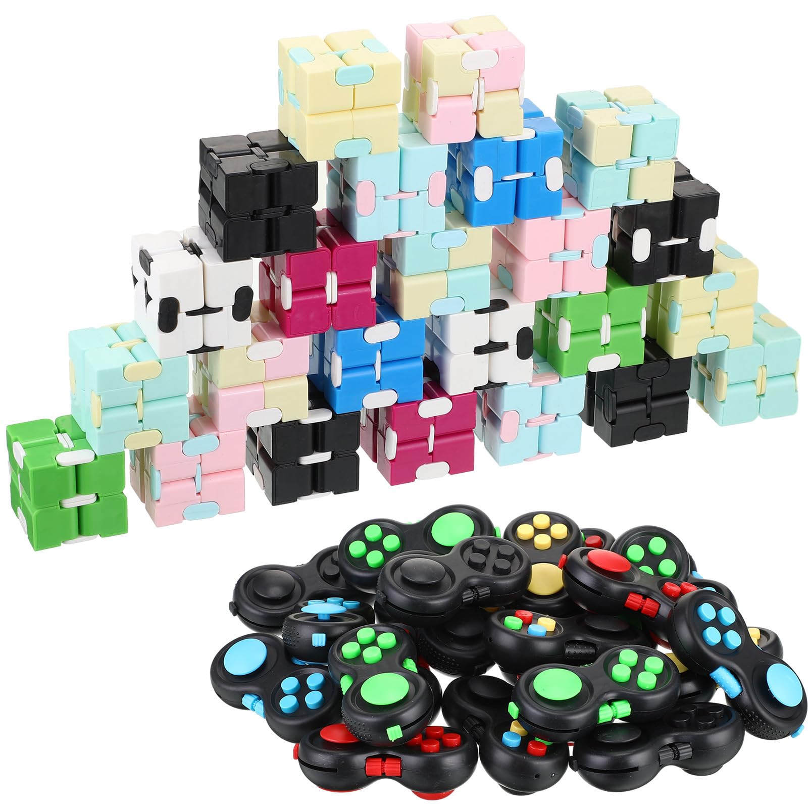 Fidget Cube Bulk 48-Pack Fidget Toy Set - Mini Blocks & Game Controller ...