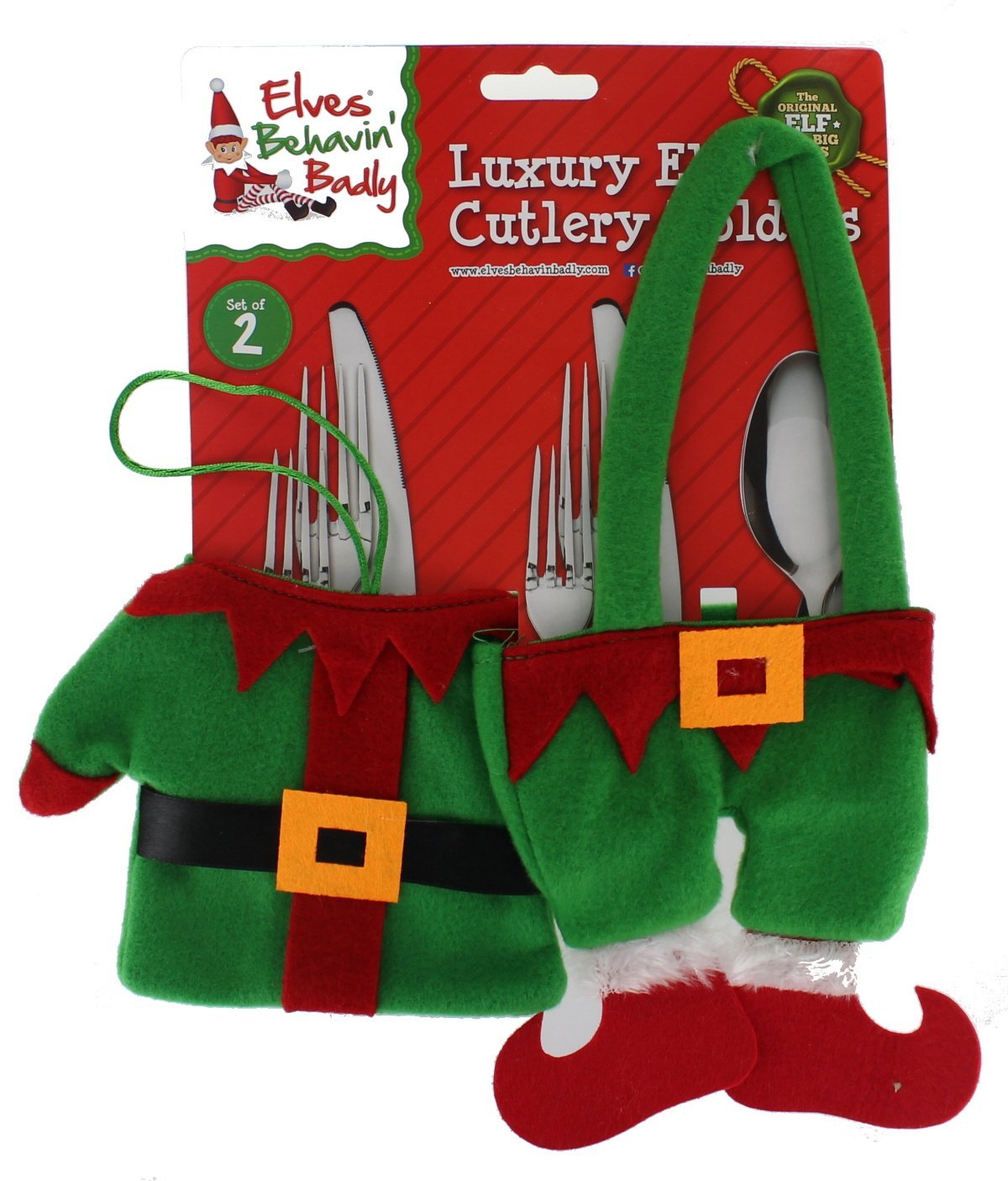 PMS SET OF 2 ELF CUTLERY HOLDERS ON BACKING CARD