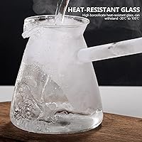 Vista 5 de Paquete de 1 vaso de chupito de espresso con asa, olla de café turco de vidrio grueso para hervir 15.2 onzas, transparente